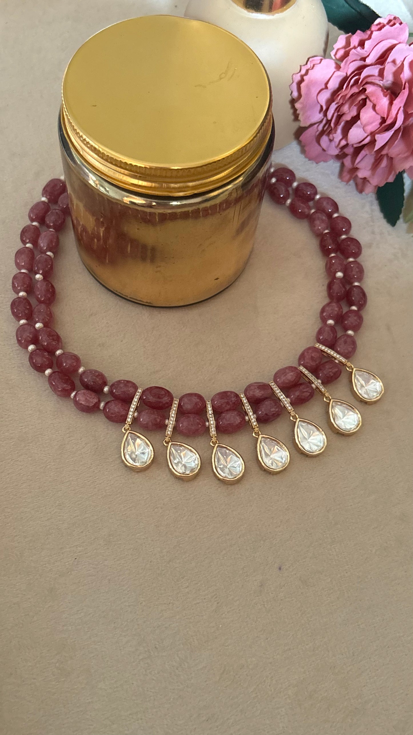 Ruby necklace with earrings