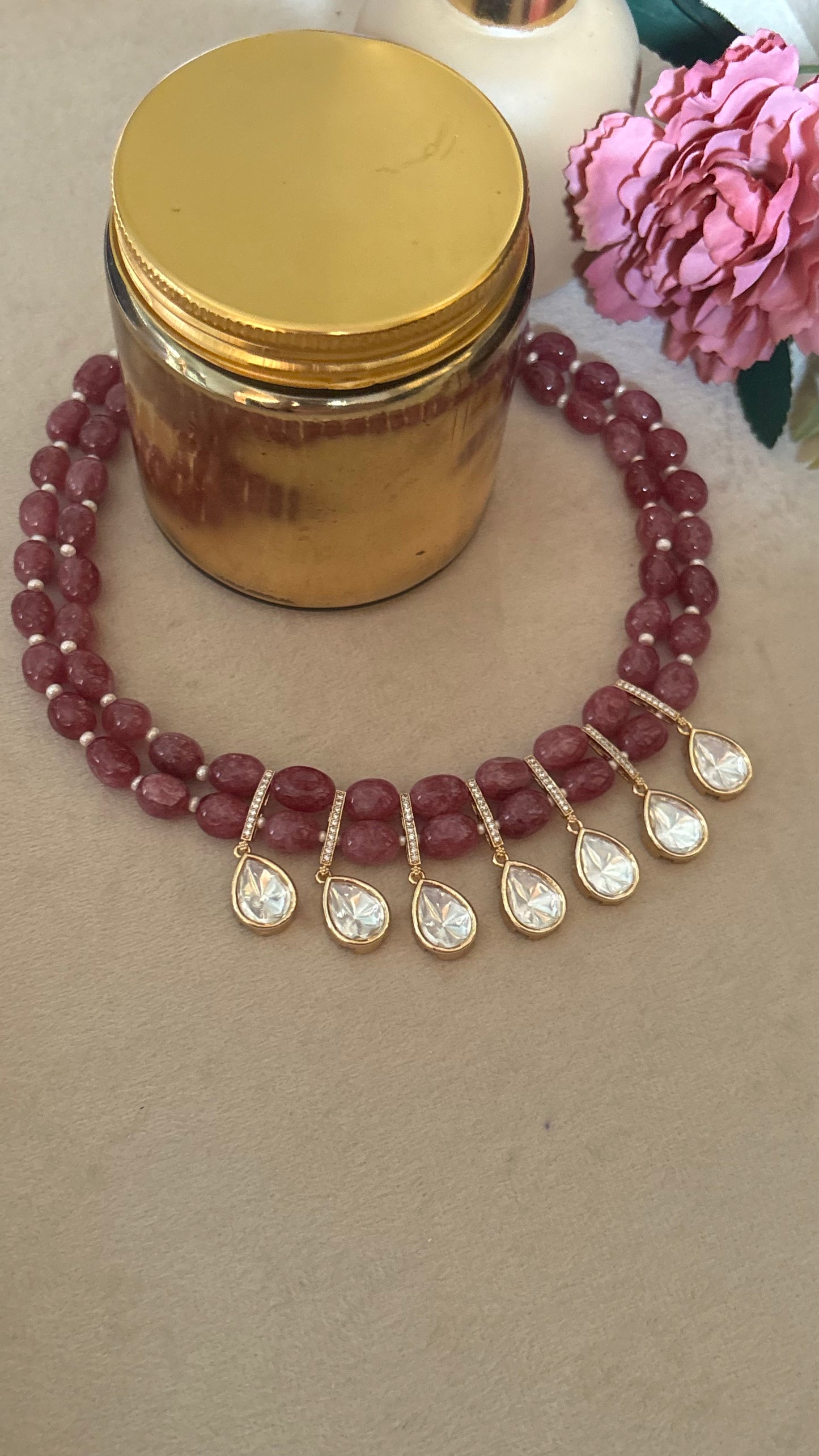 Ruby necklace with earrings