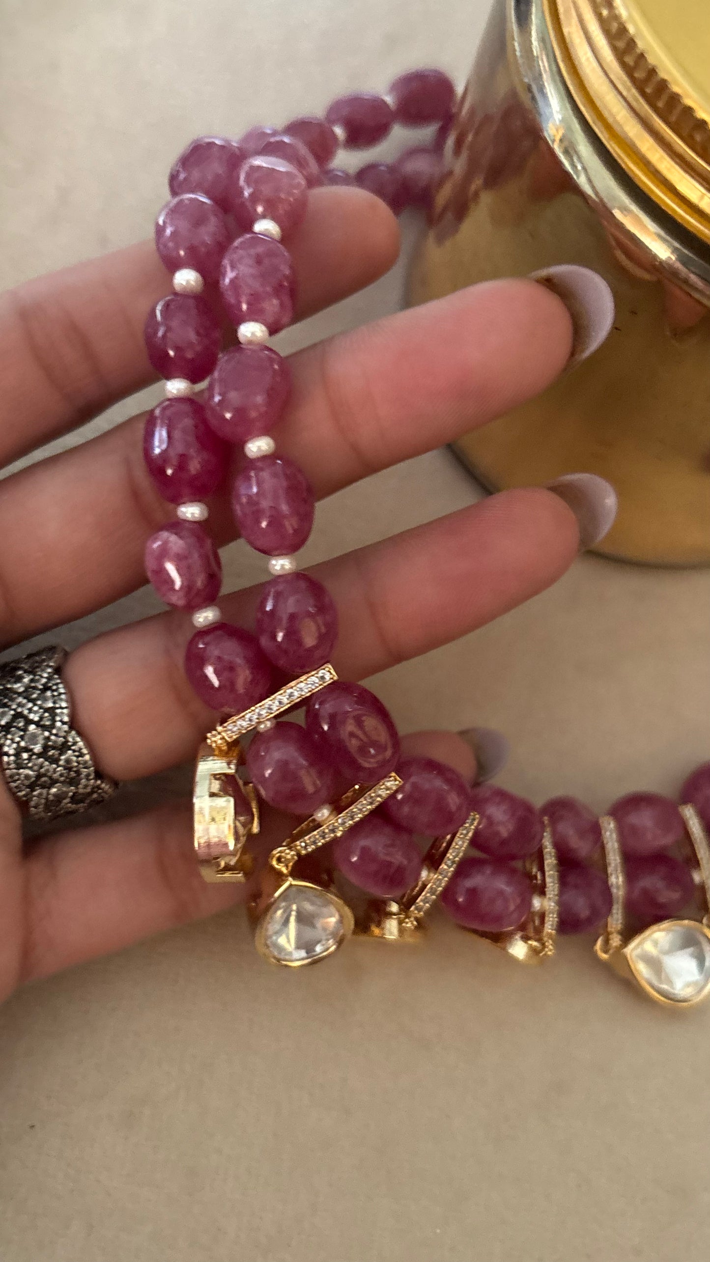 Ruby necklace with earrings