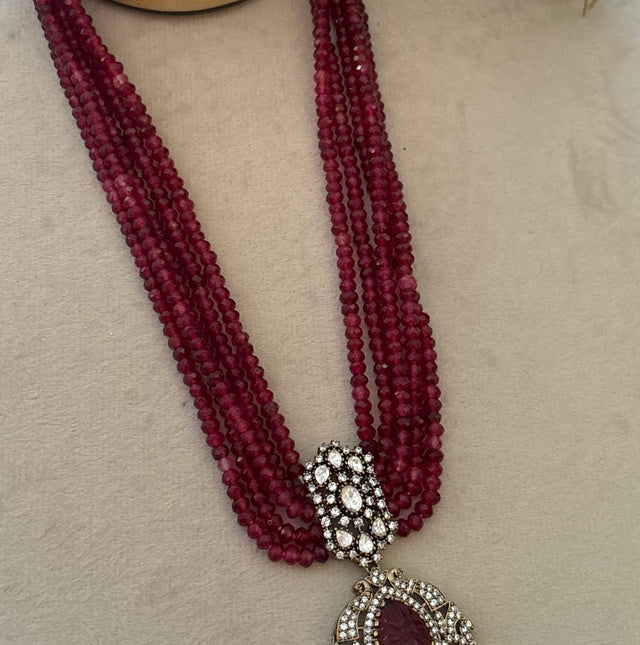 Ruby pendant set with earrings