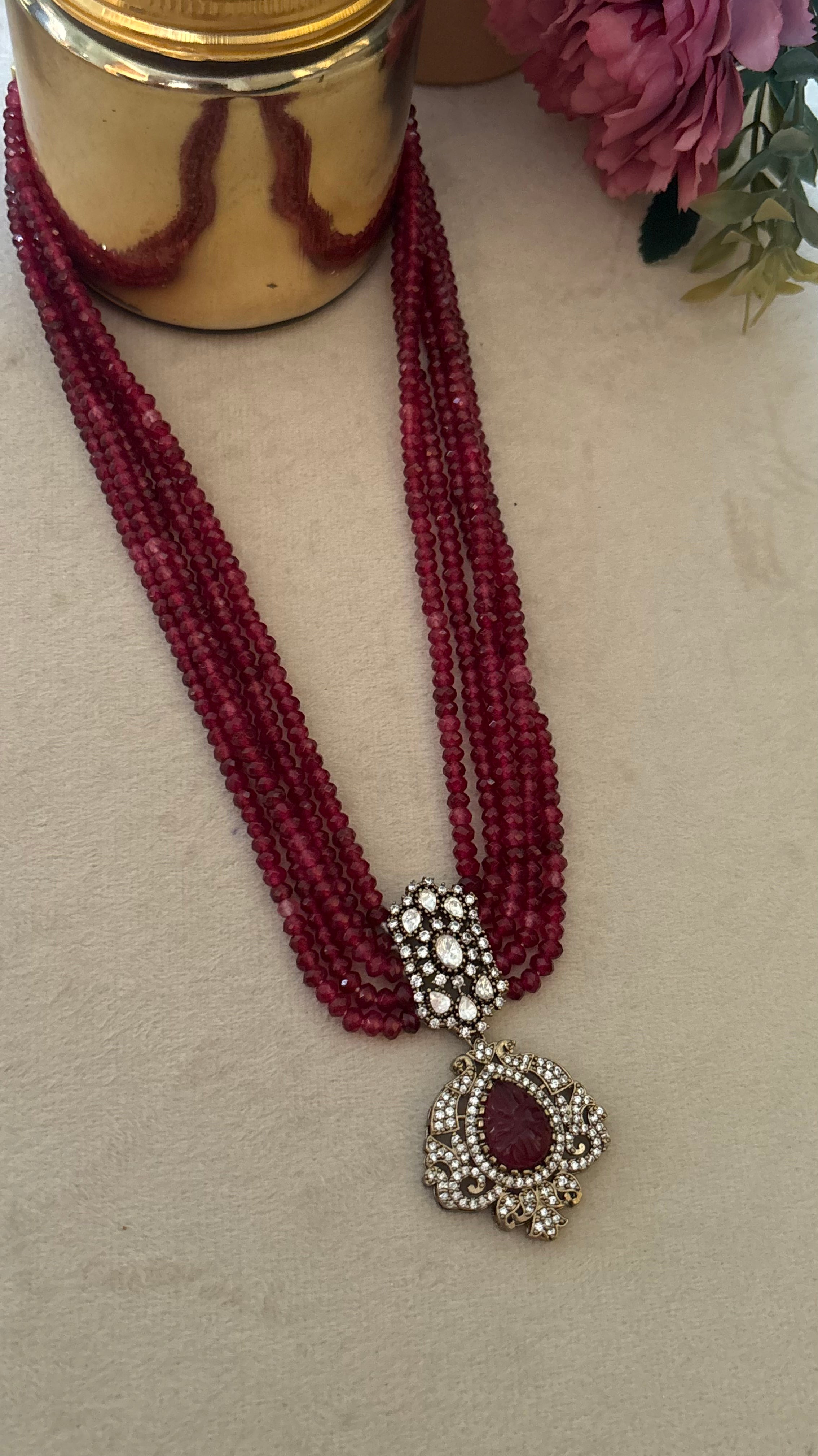 Ruby pendant set with earrings