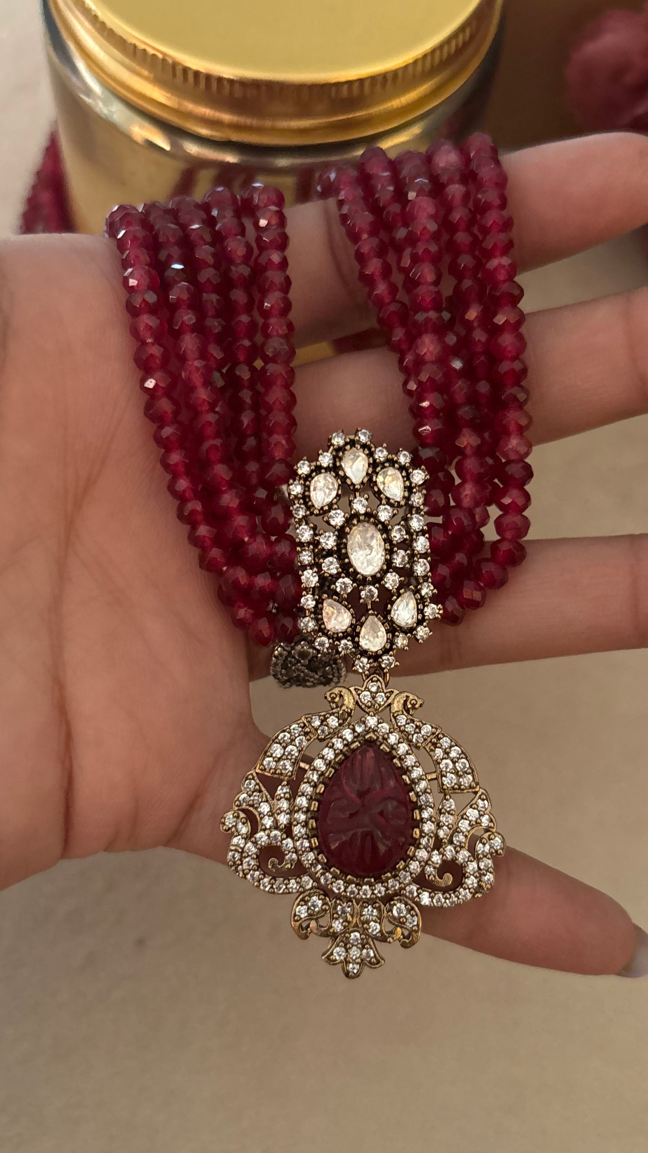 Ruby pendant set with earrings