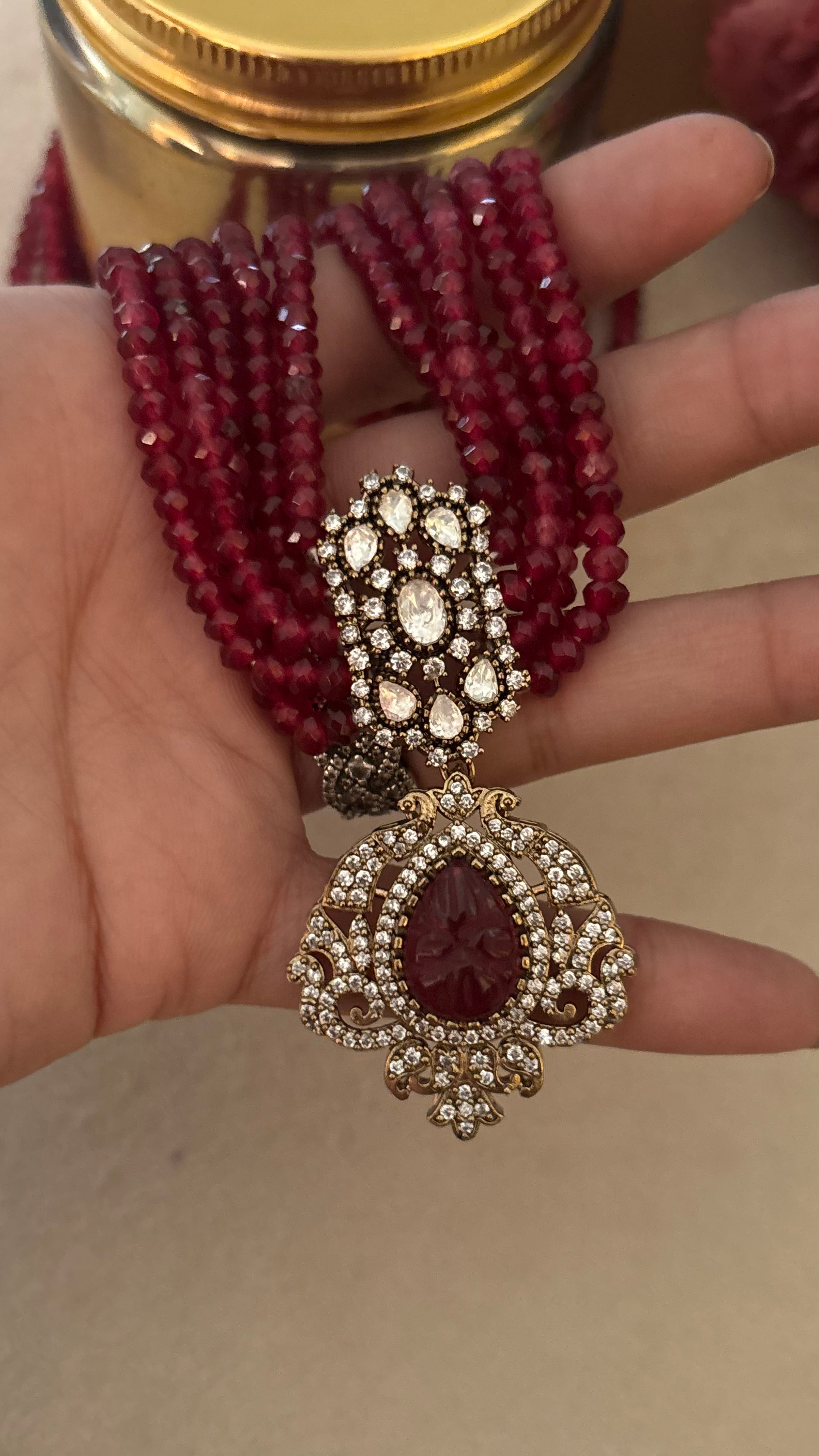 Ruby pendant set with earrings