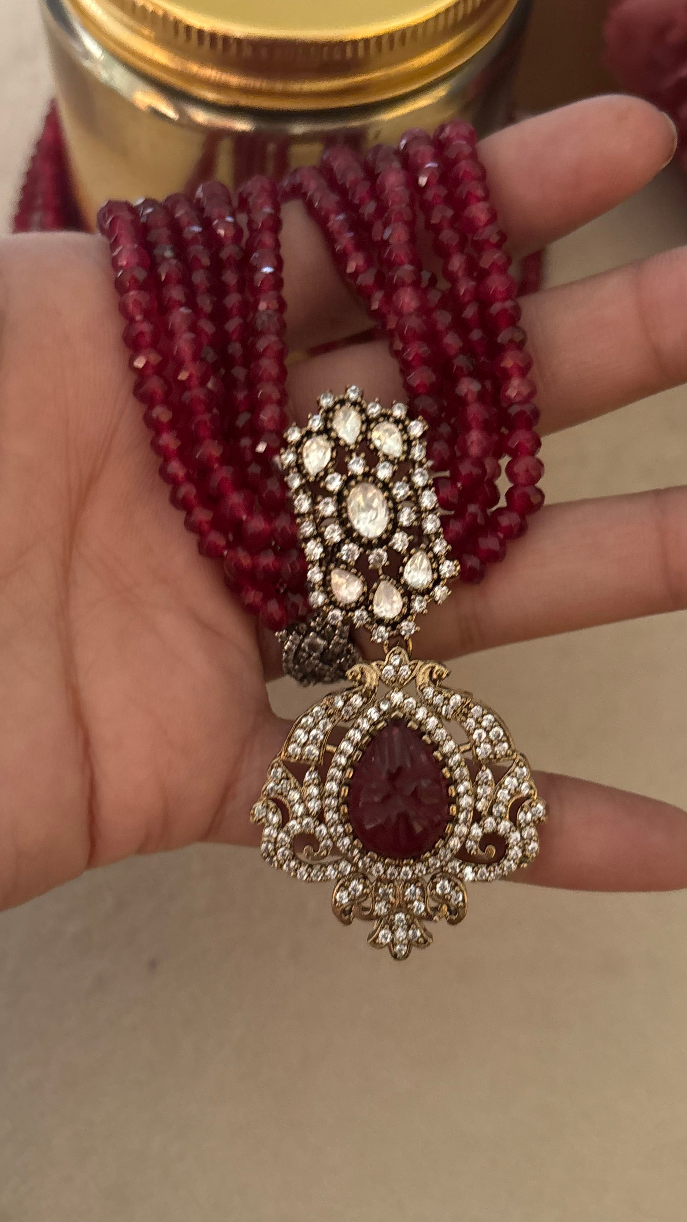 Ruby pendant set with earrings