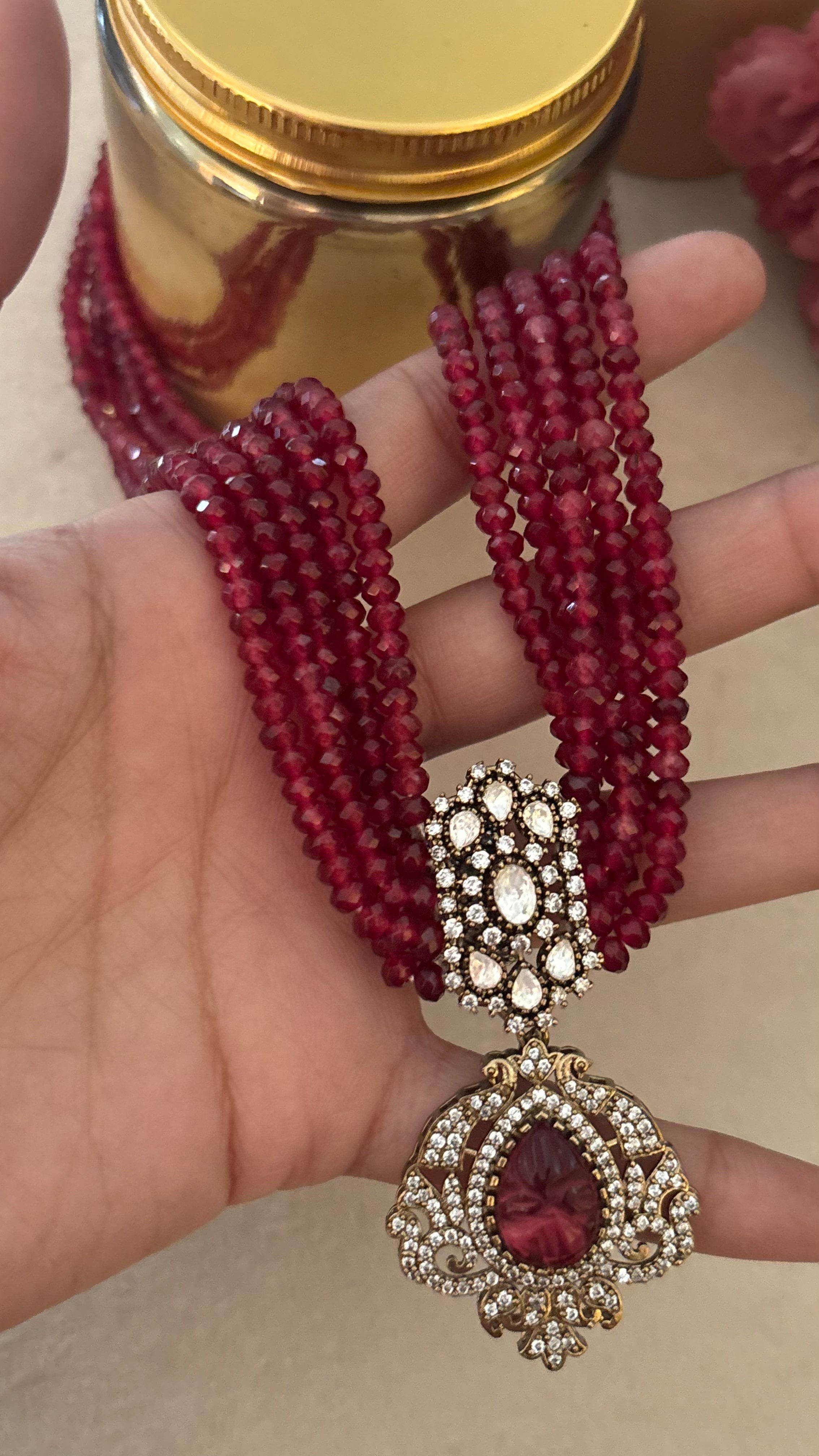 Ruby pendant set with earrings