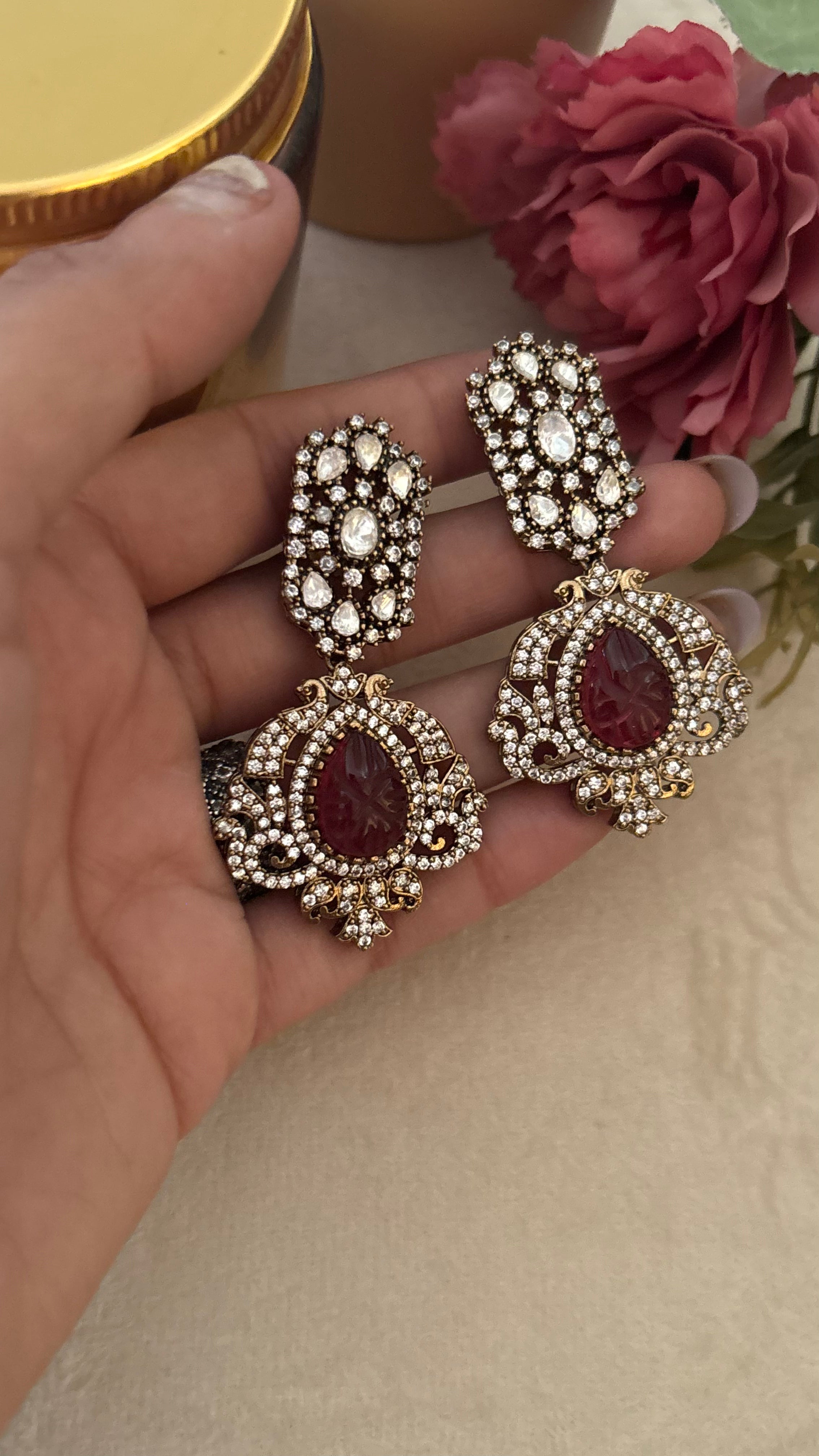 Ruby pendant set with earrings