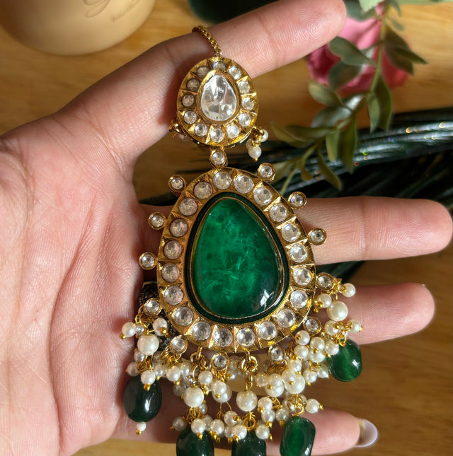 Emerald doublet polki victorian maangtika