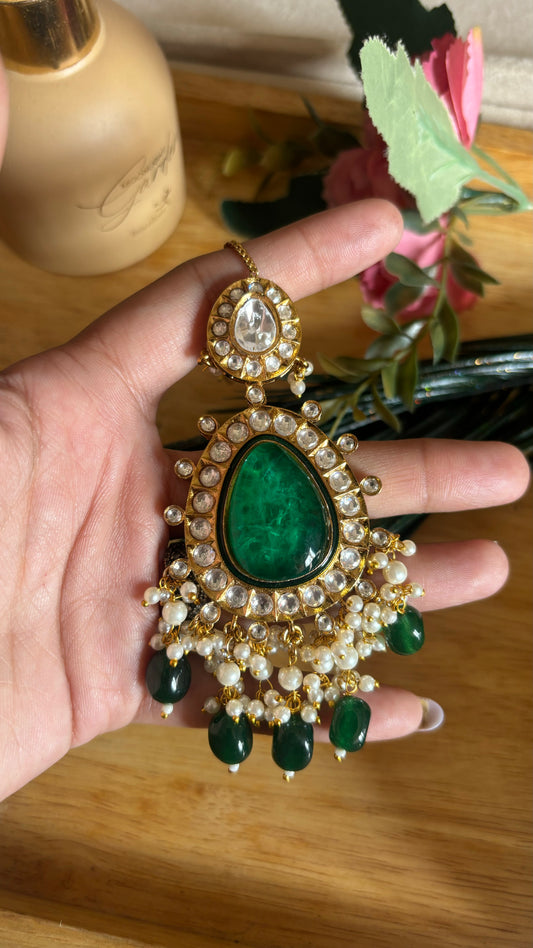 Emerald doublet polki victorian maangtika