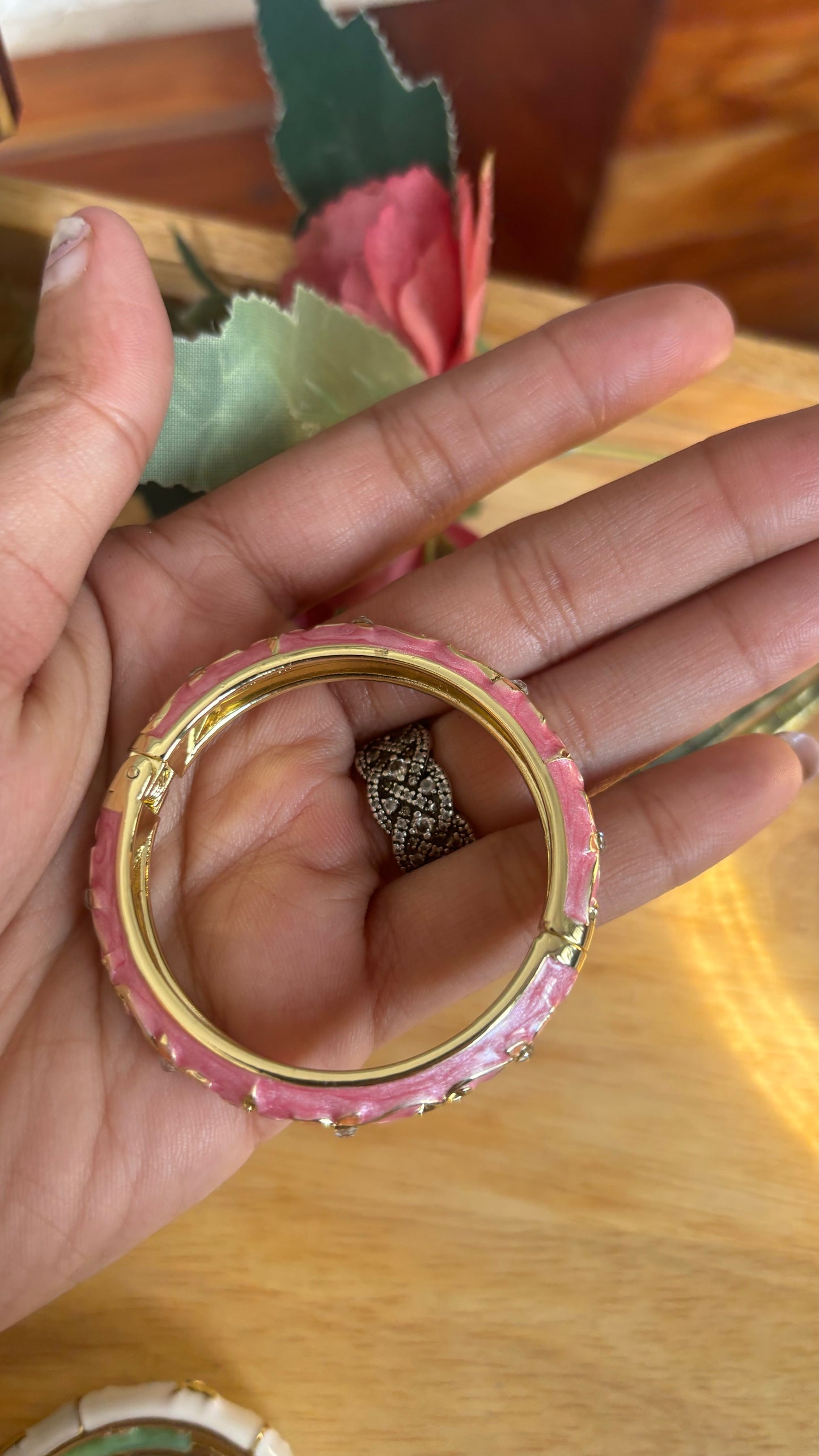 Kids hand painted bracelet in pink