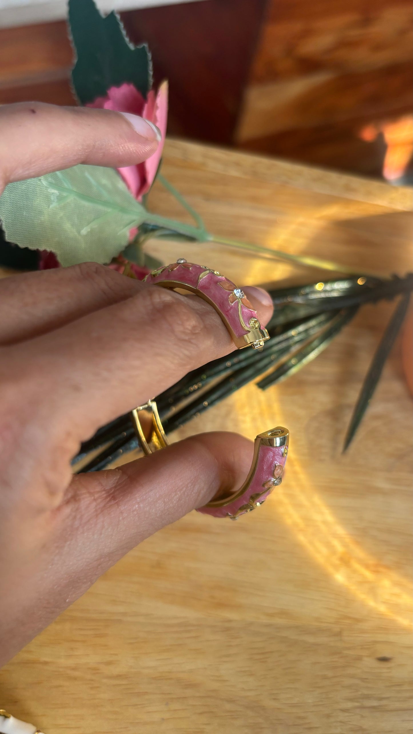 Kids hand painted bracelet in pink