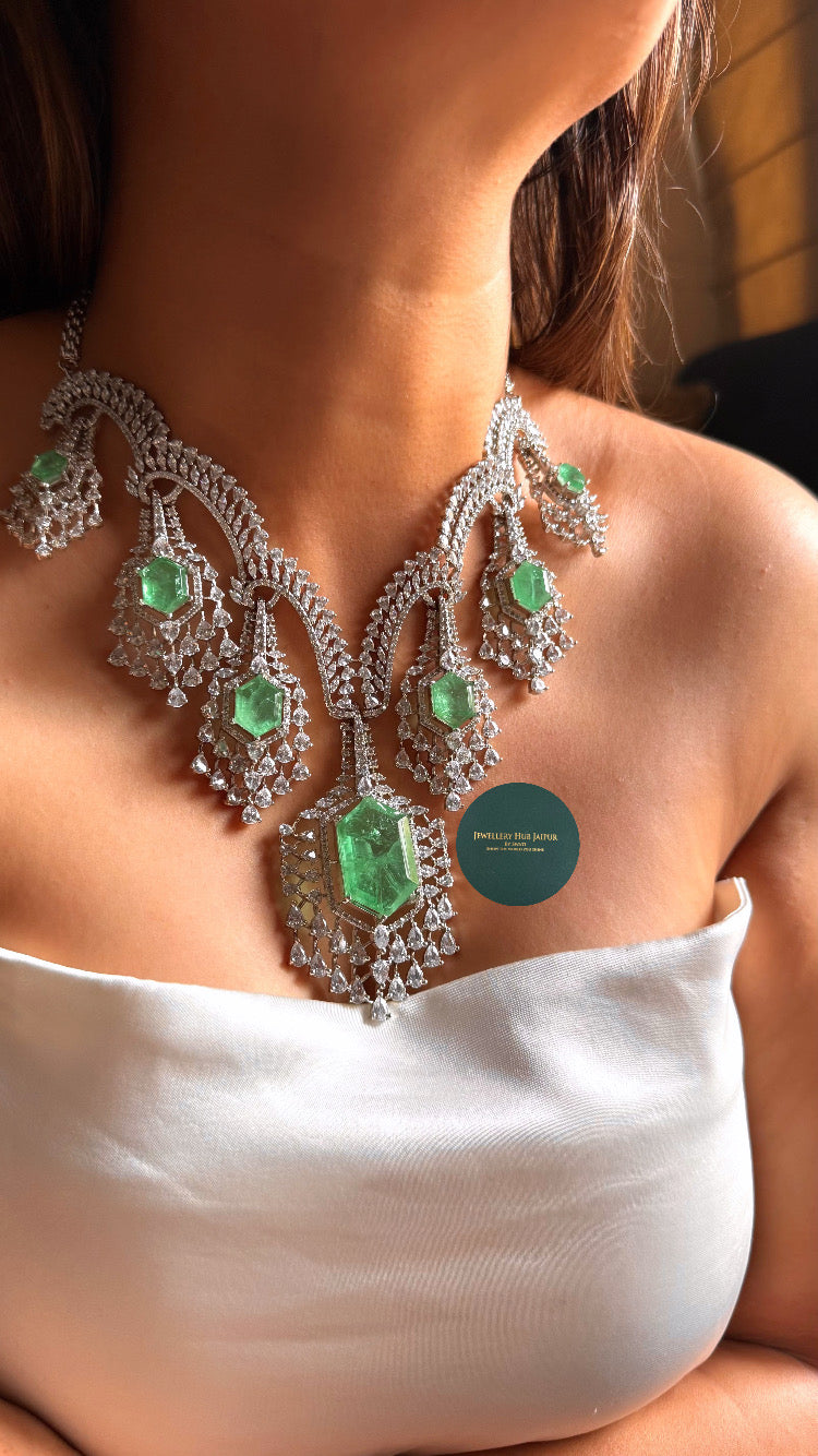 Mint doublet cz diamond collar set