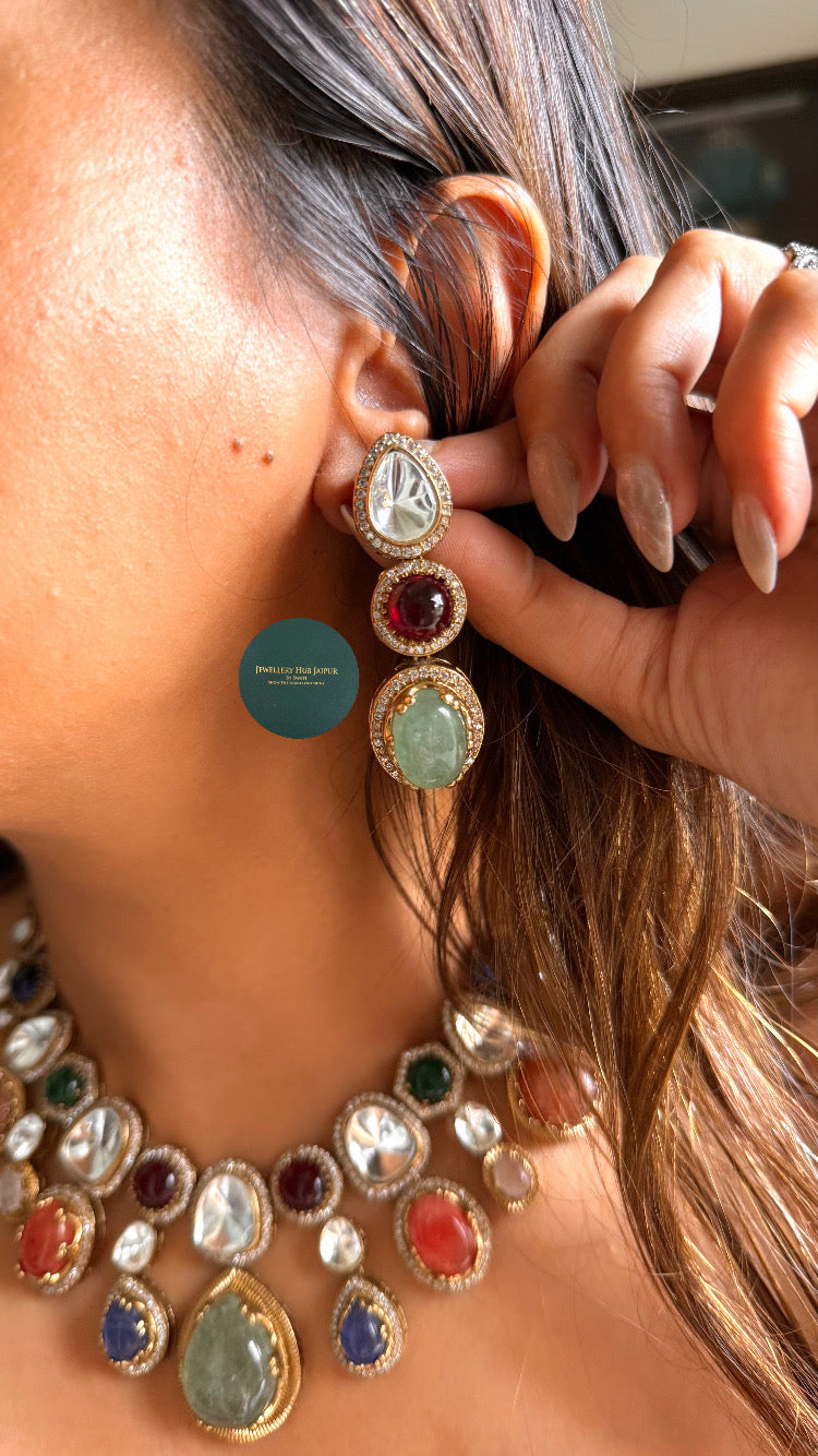 Arpita Panchratna doublet moissanite polki collar set