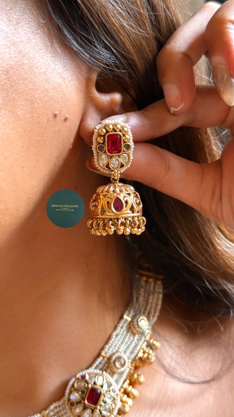 Rani pink & moissanite rajwada collar set
