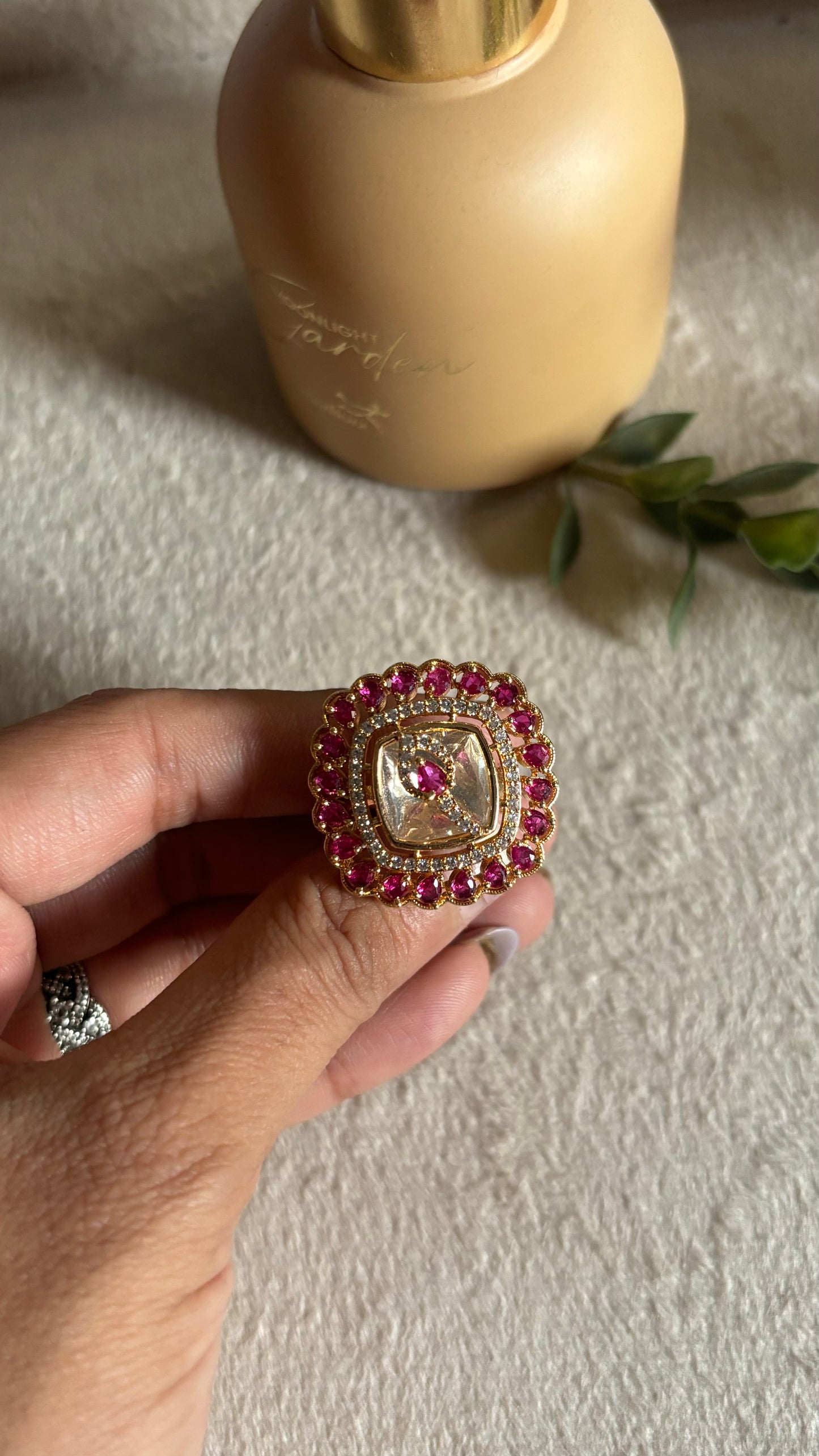 Ruby moissanite ring