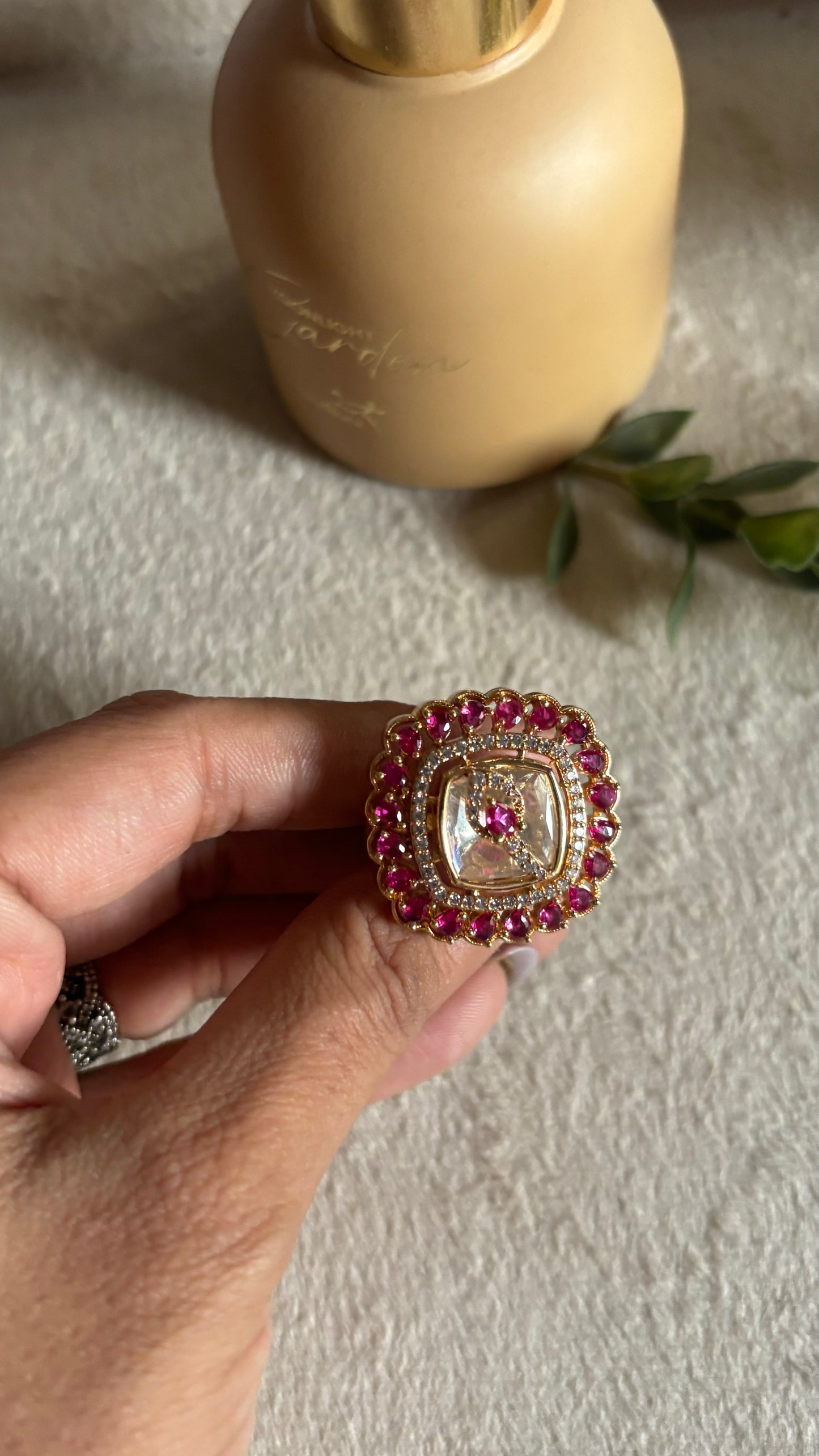Ruby moissanite ring