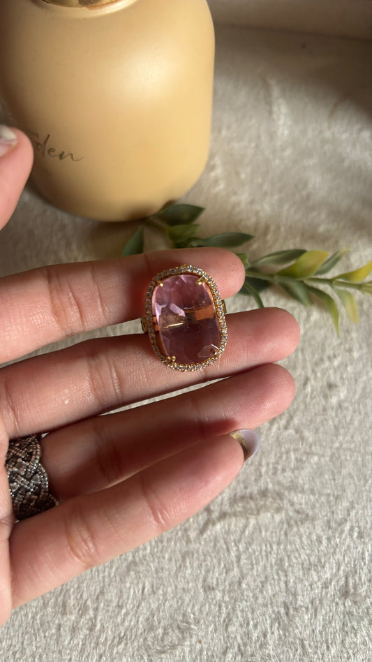 Rose quartz victorian ring