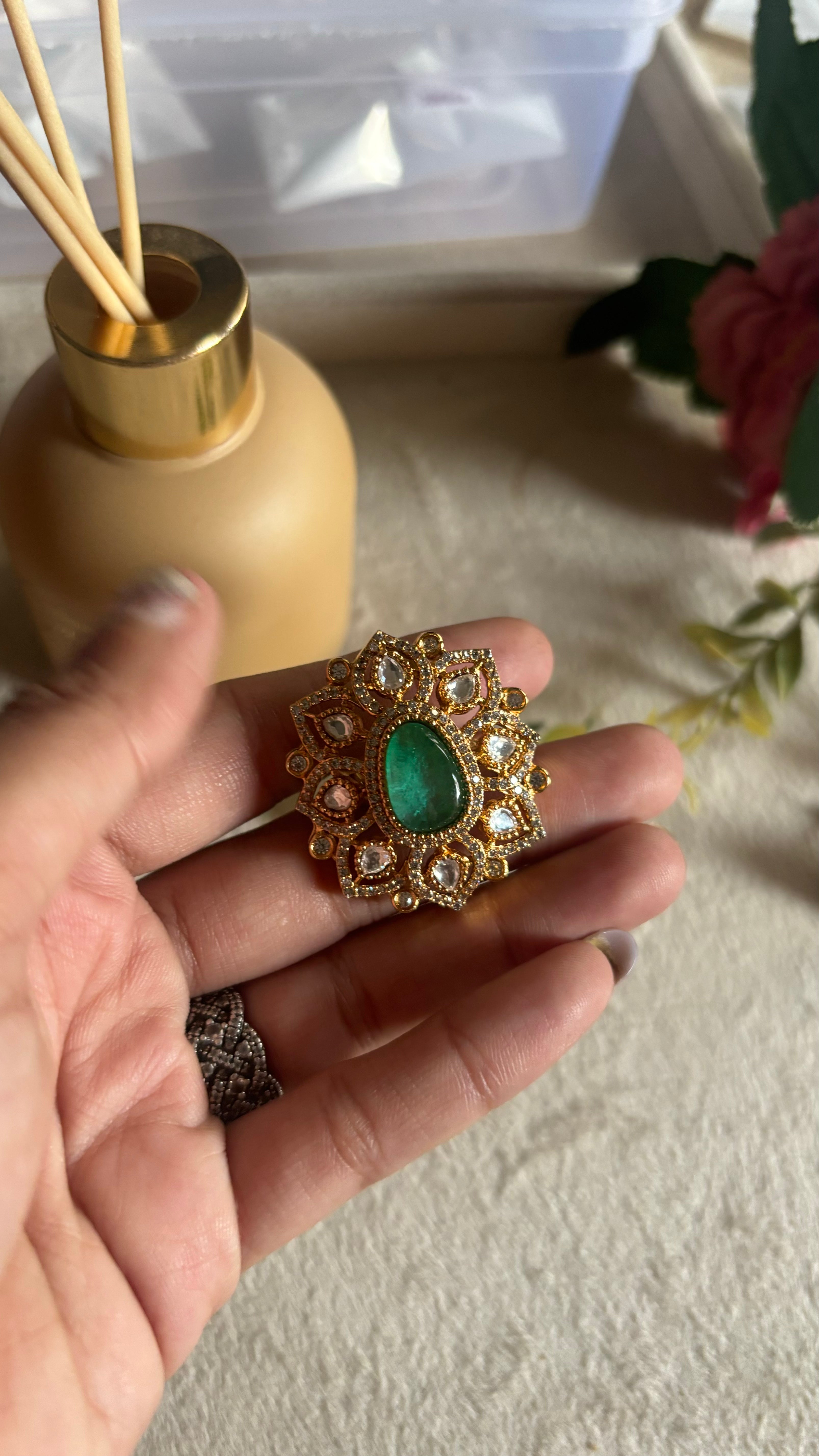 Emerald victorian ring