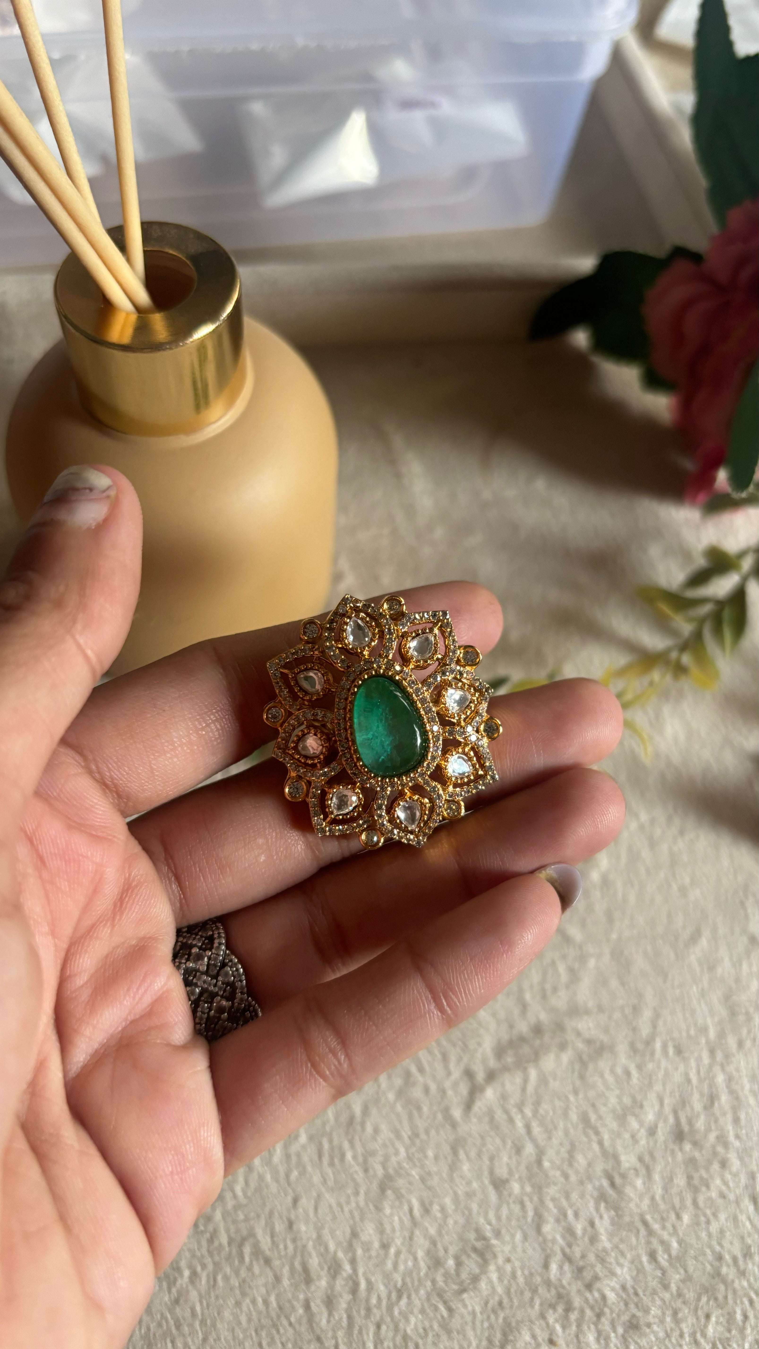 Emerald victorian ring