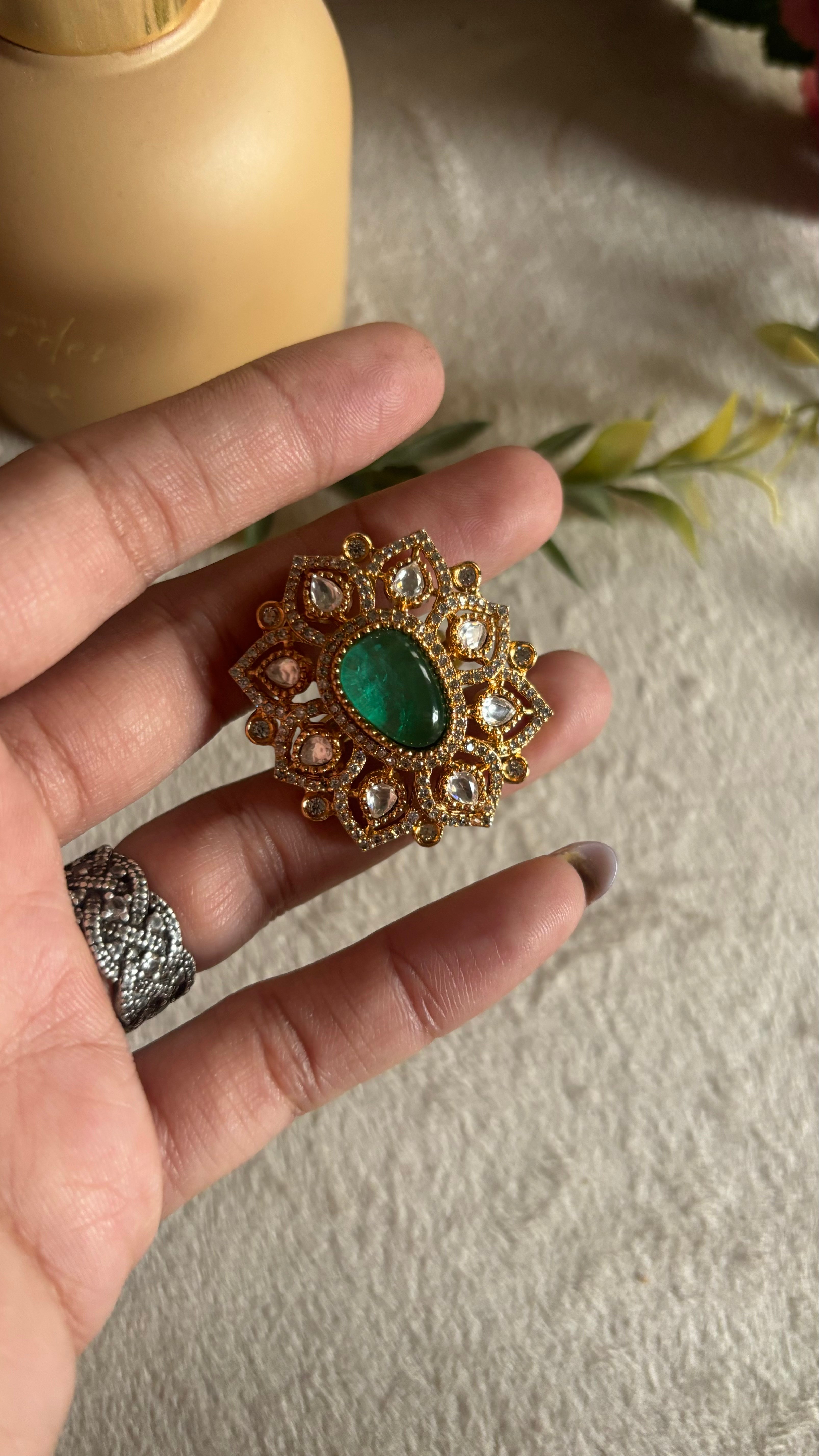 Emerald victorian ring