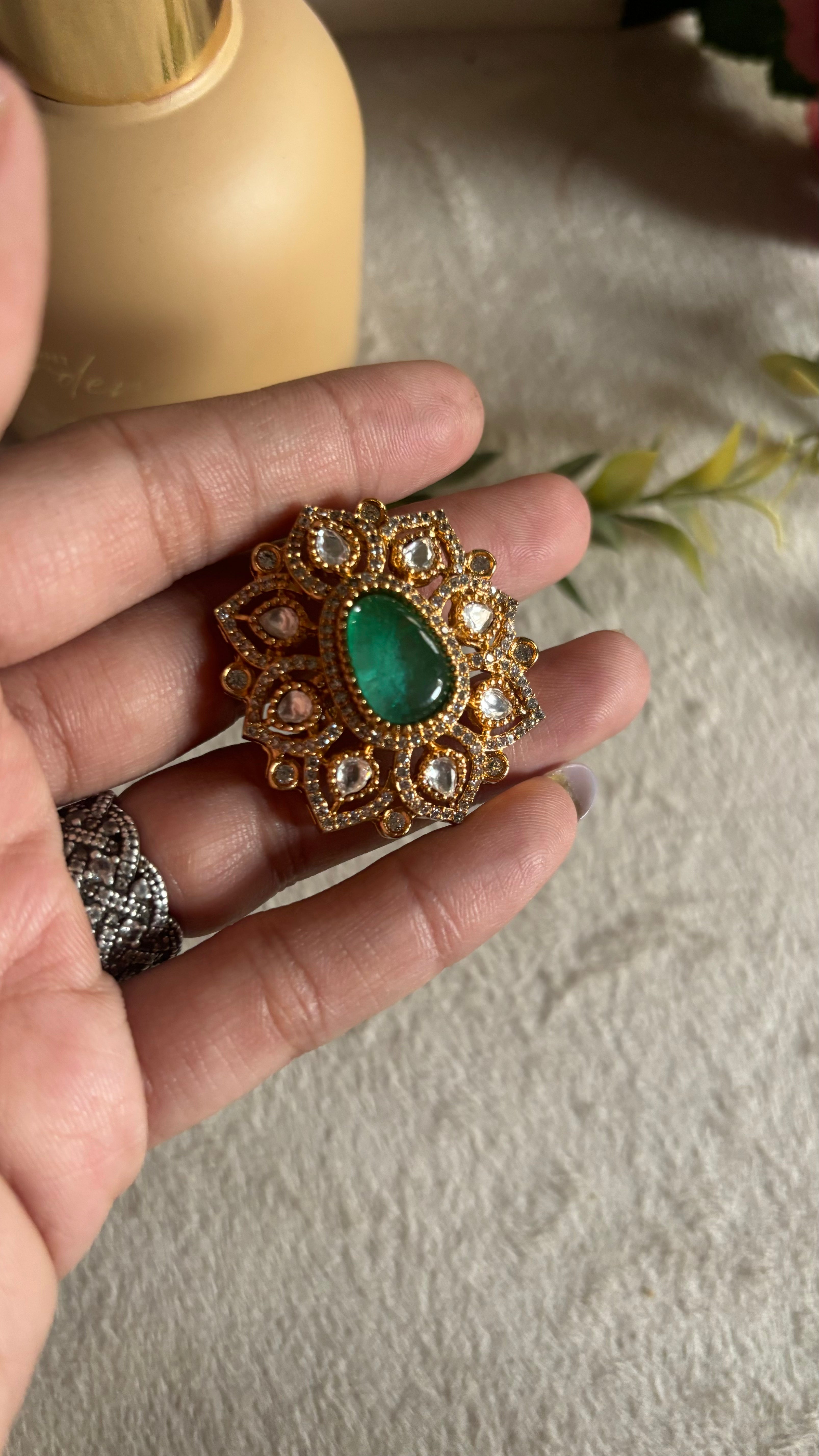 Emerald victorian ring