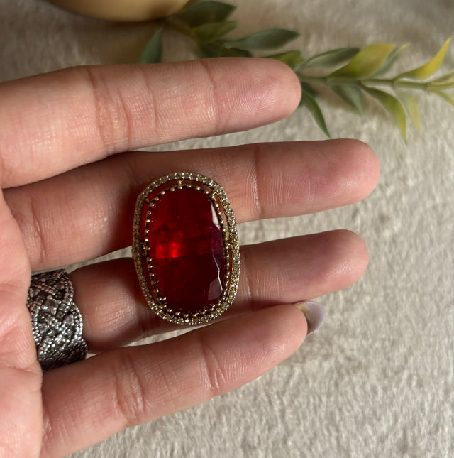 Ruby doublet victorian ring