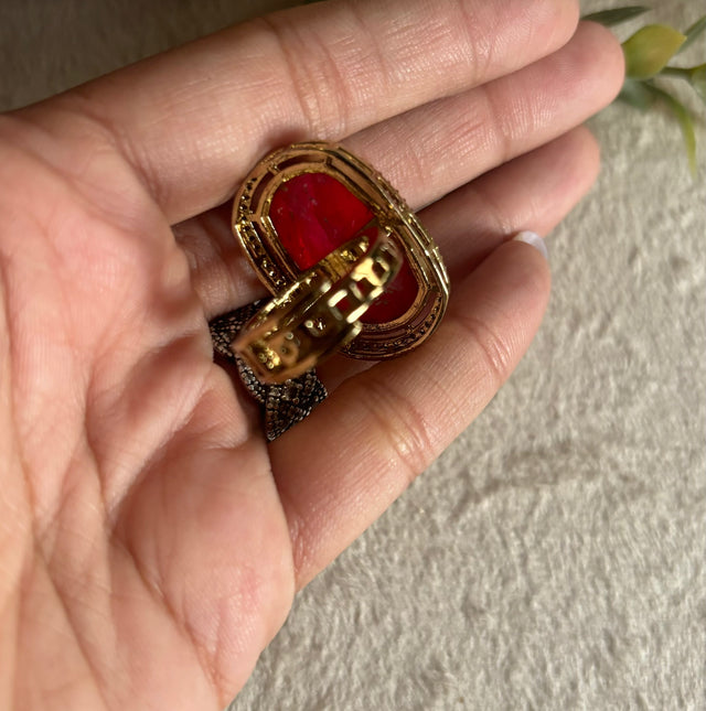 Ruby doublet victorian ring