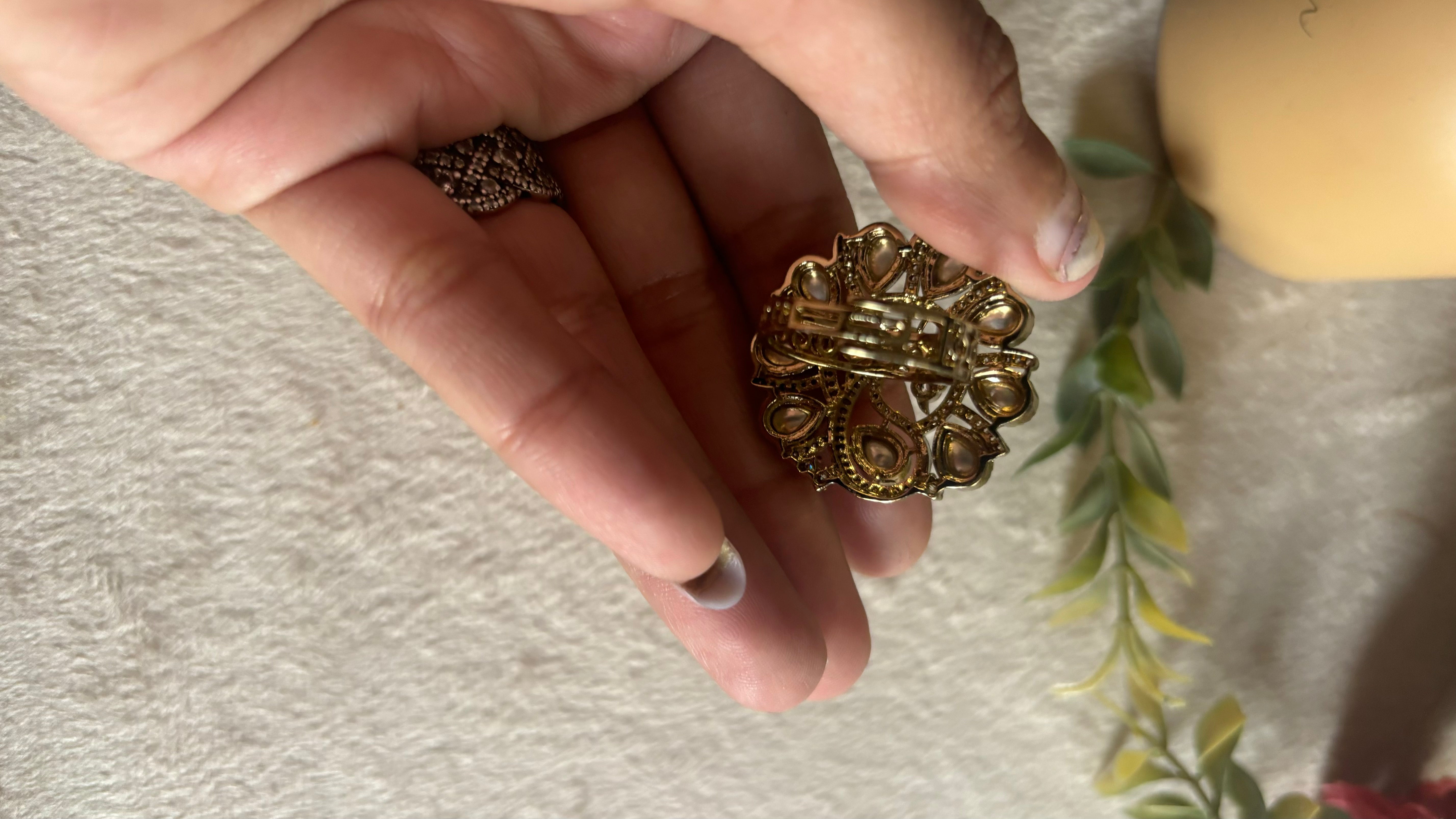 Moissanite peacock inspired polki ring