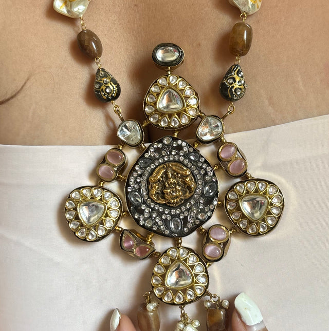 Mother of pearl rajwada long necklace