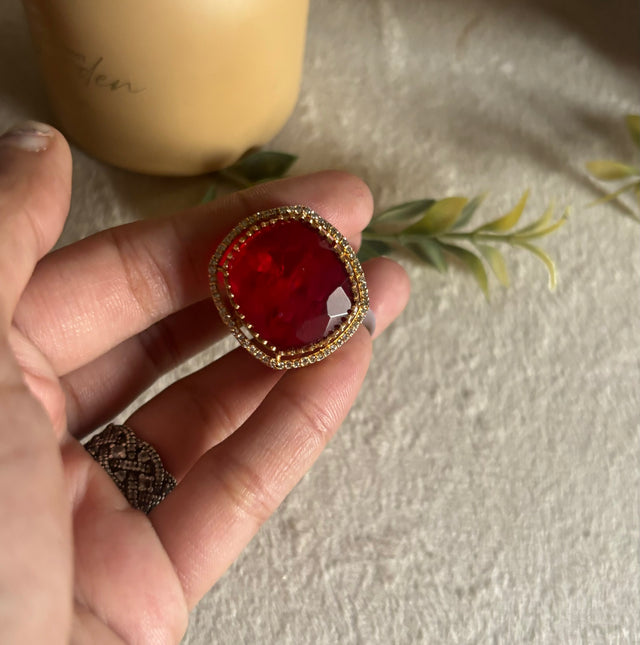 Ruby doublet victorian ring