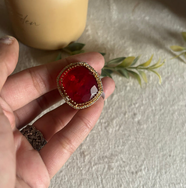 Ruby doublet victorian ring