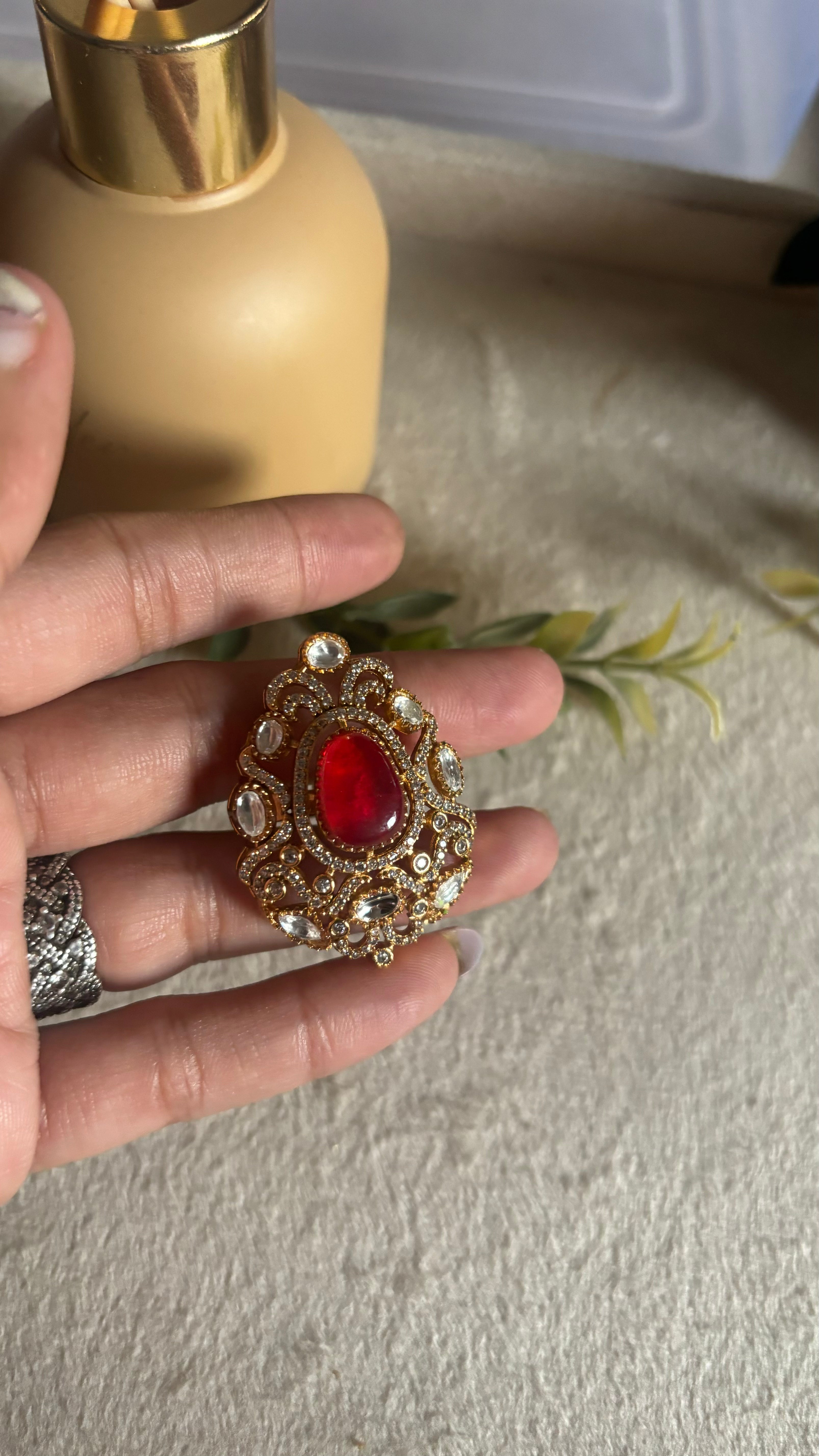 Ruby Victorian cocktail ring