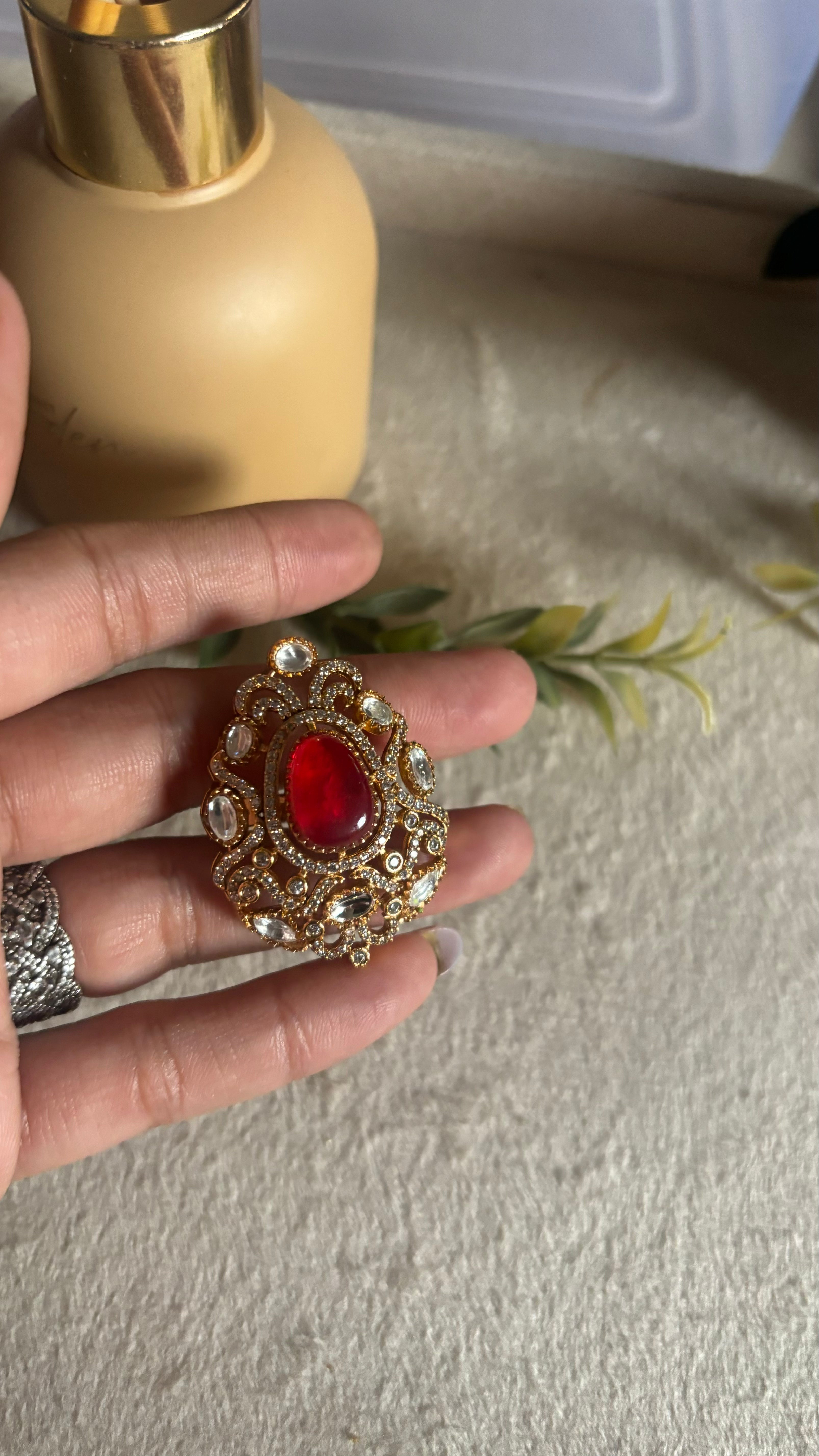 Ruby Victorian cocktail ring