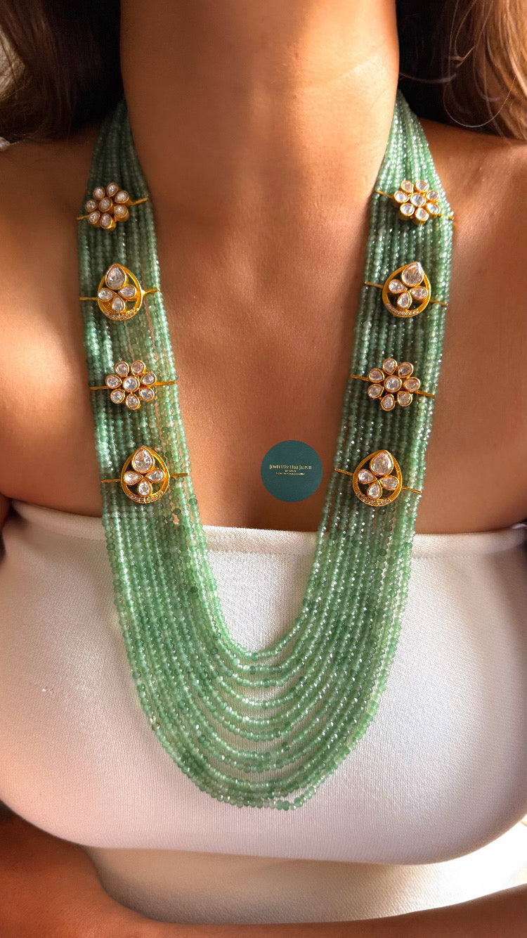 Moissanite floral mint mid length set