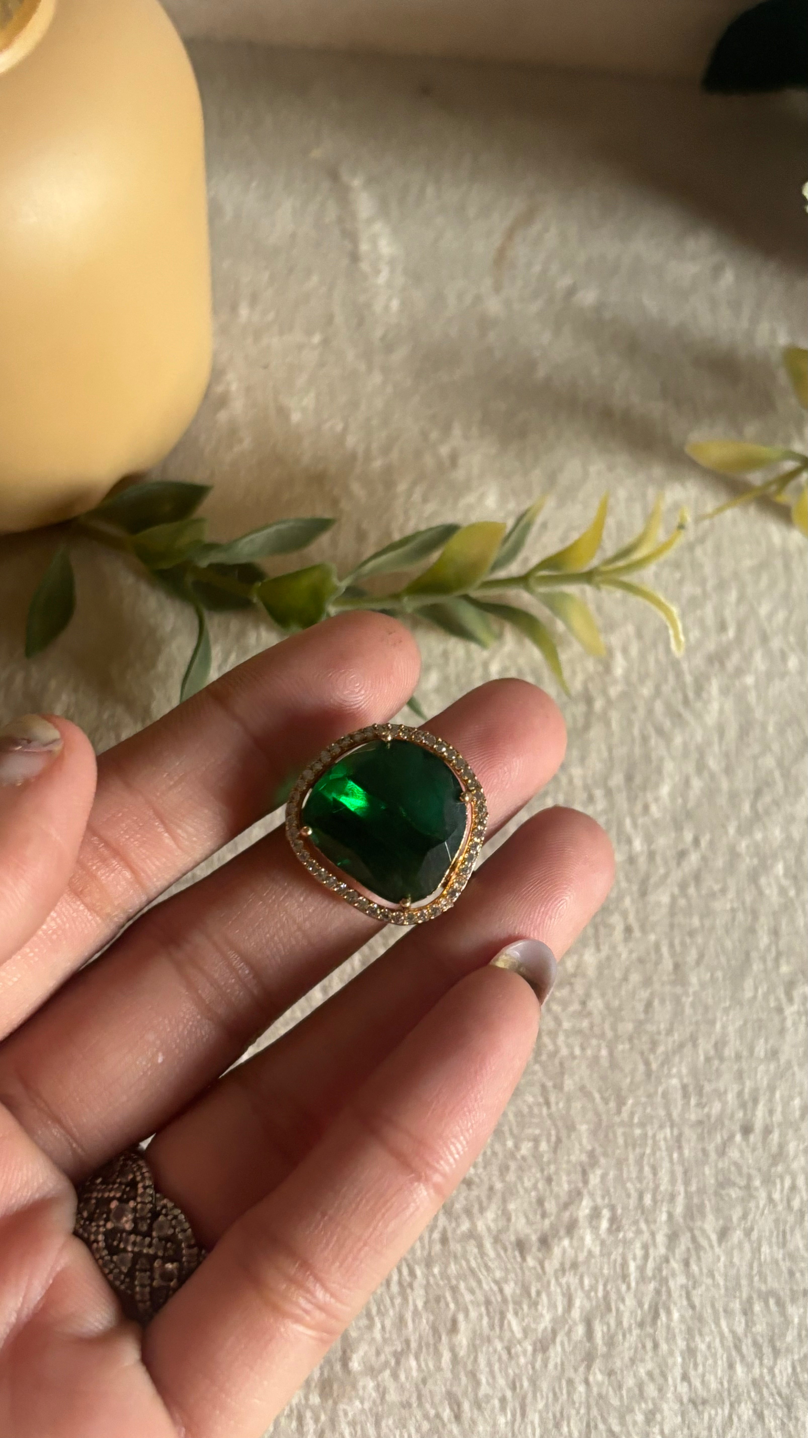 Emerald doublet victorian ring