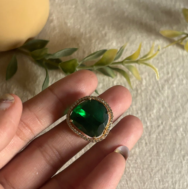 Emerald doublet victorian ring