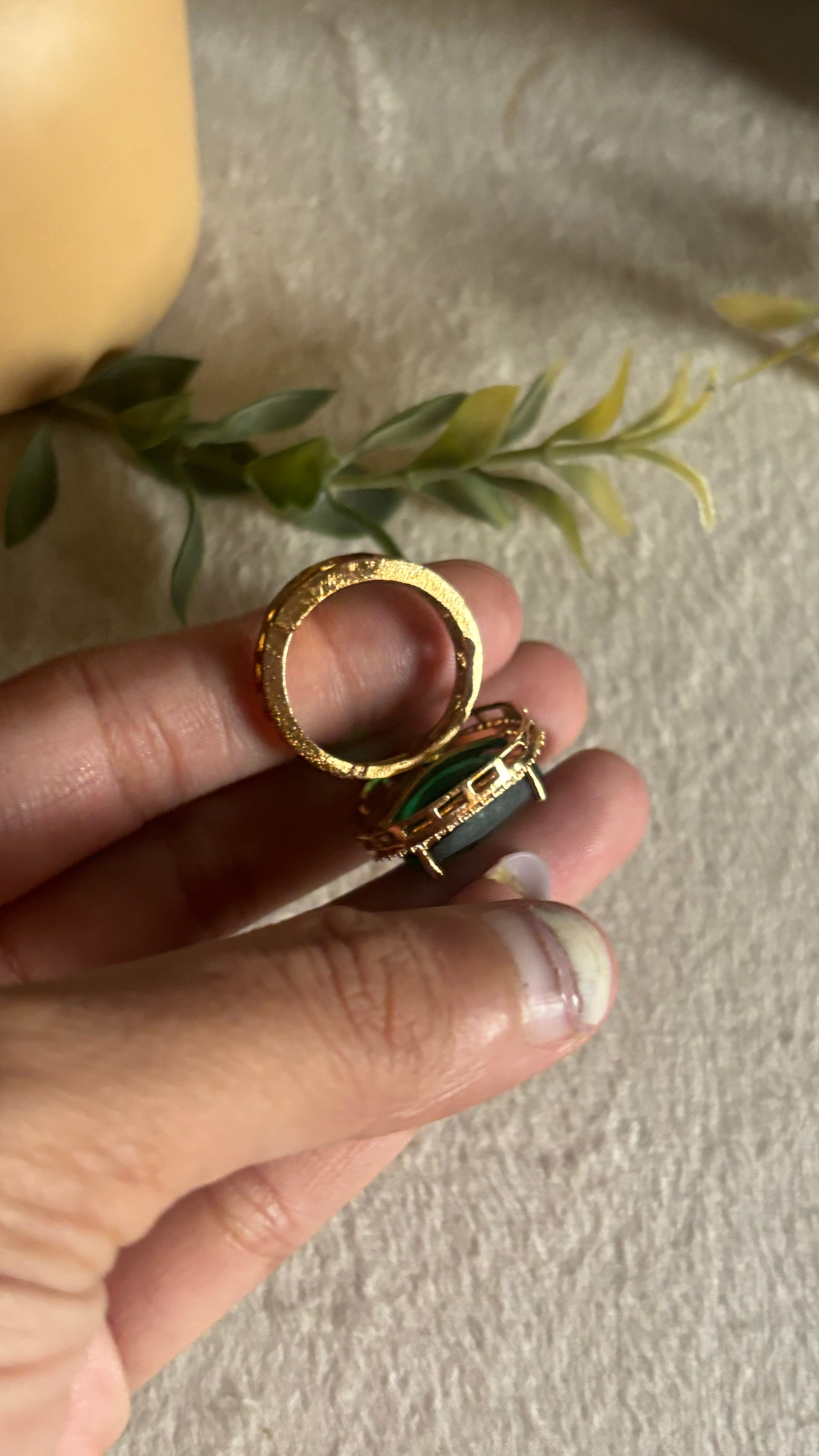 Emerald doublet victorian ring