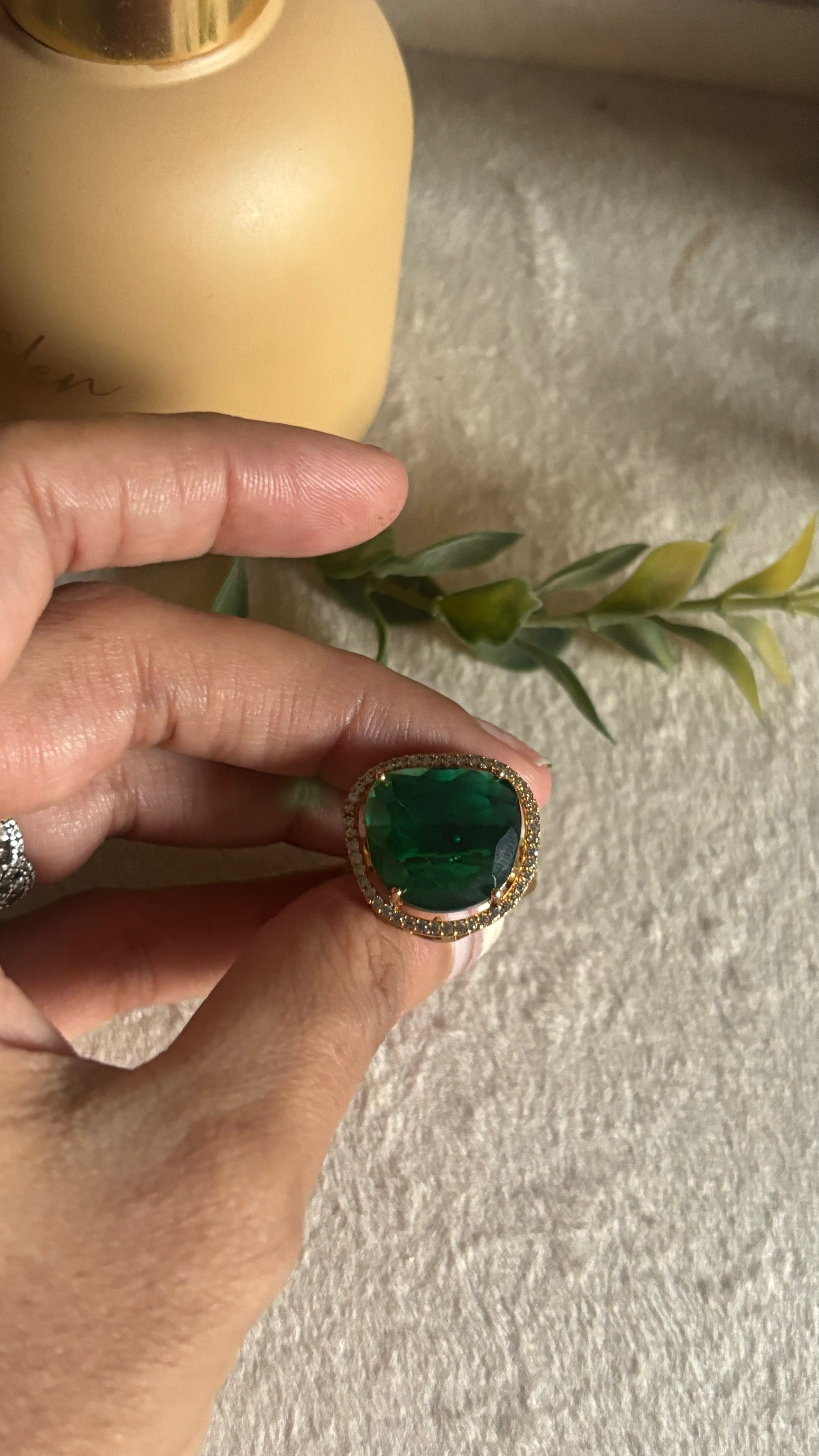 Emerald doublet victorian ring