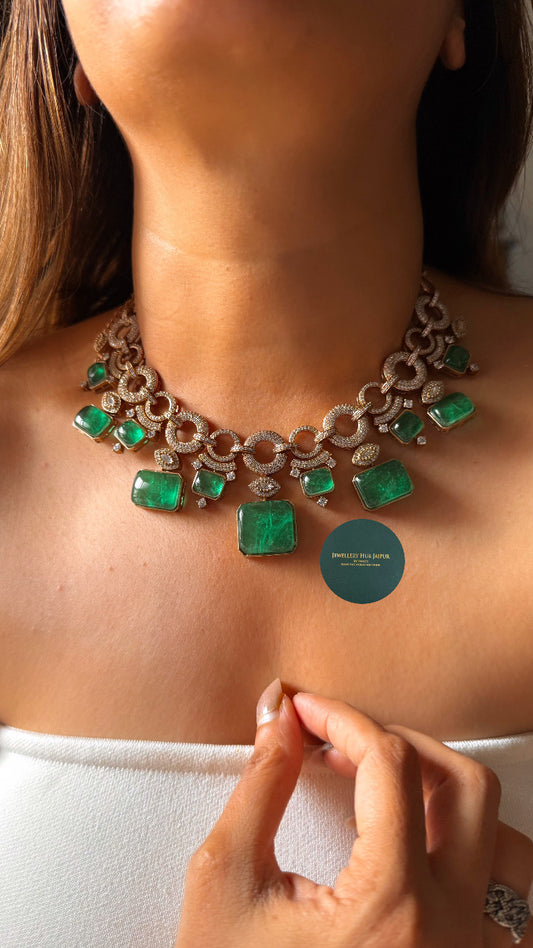 Emerald doublet cocktail necklace
