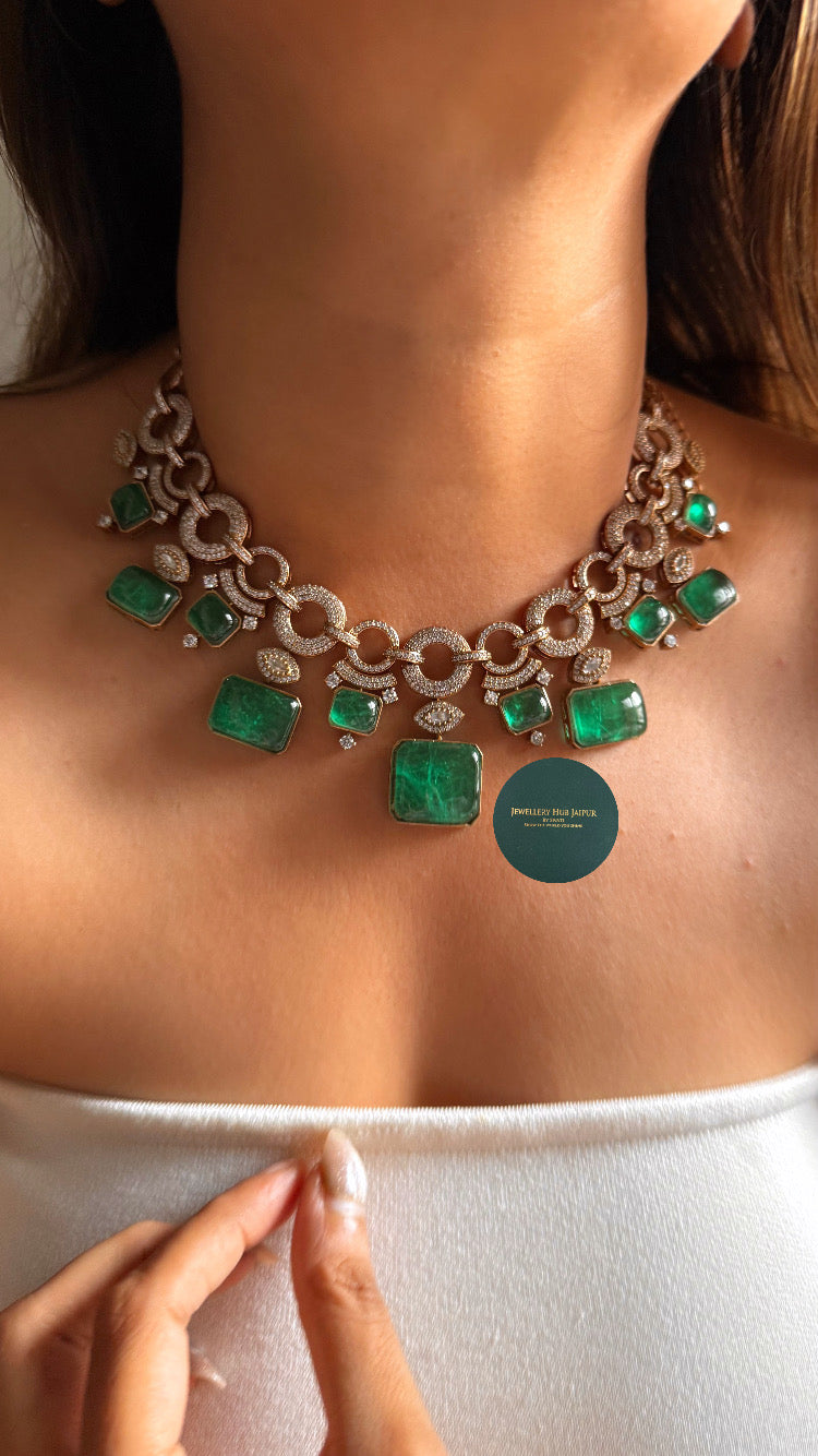 Emerald doublet cocktail necklace