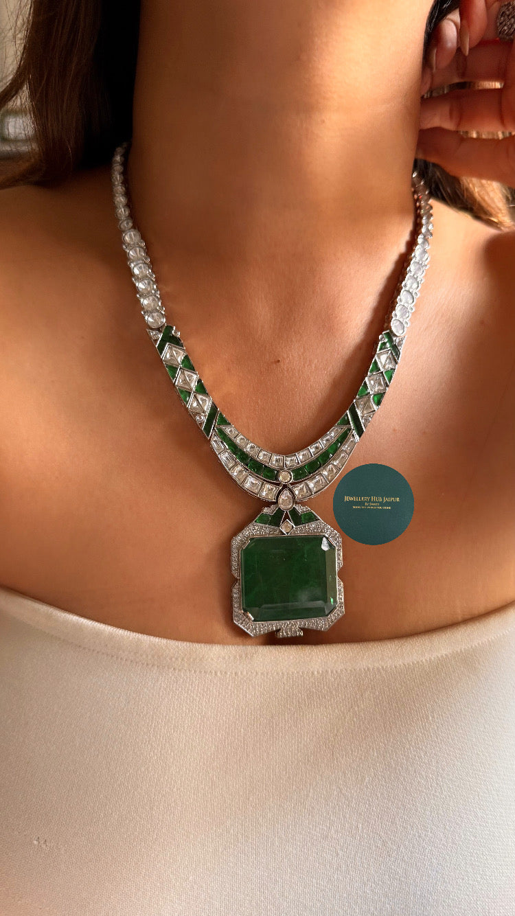 Olivia bvlgari inspired Cannes Emerald doublet cocktail necklace