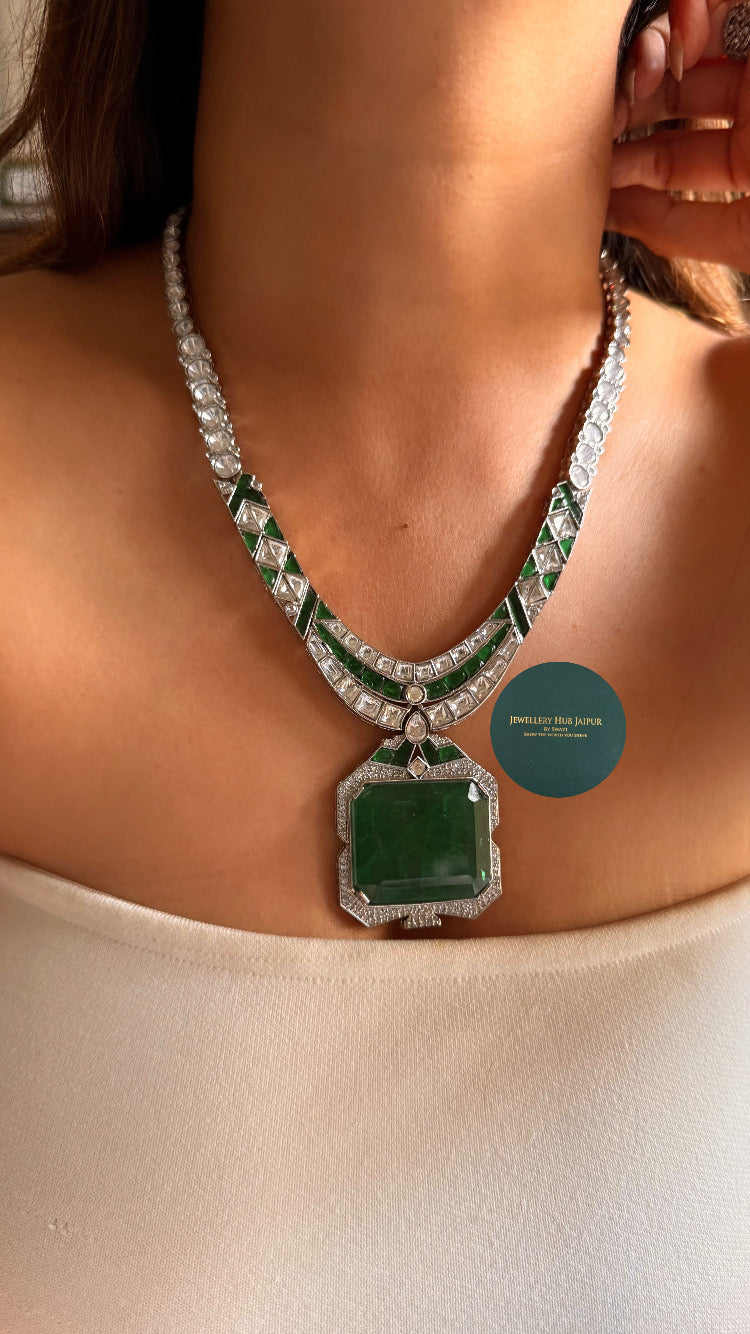 Olivia bvlgari inspired Cannes Emerald doublet cocktail necklace