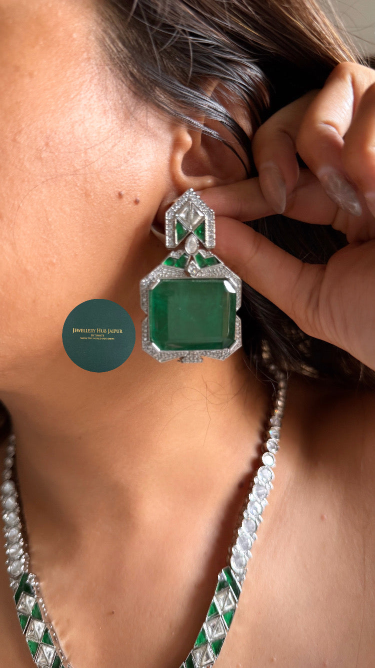 Olivia bvlgari inspired Cannes Emerald doublet cocktail necklace