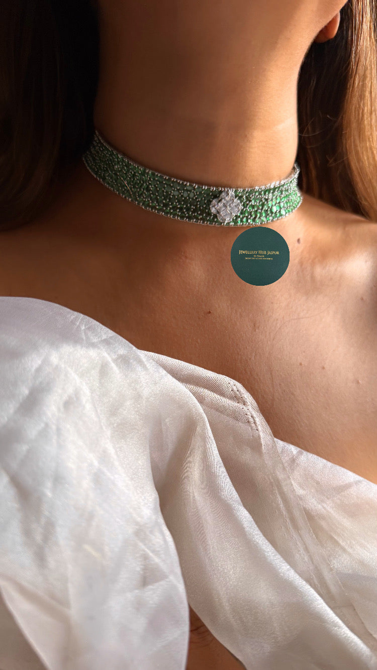 Ava Emerald diamond choker