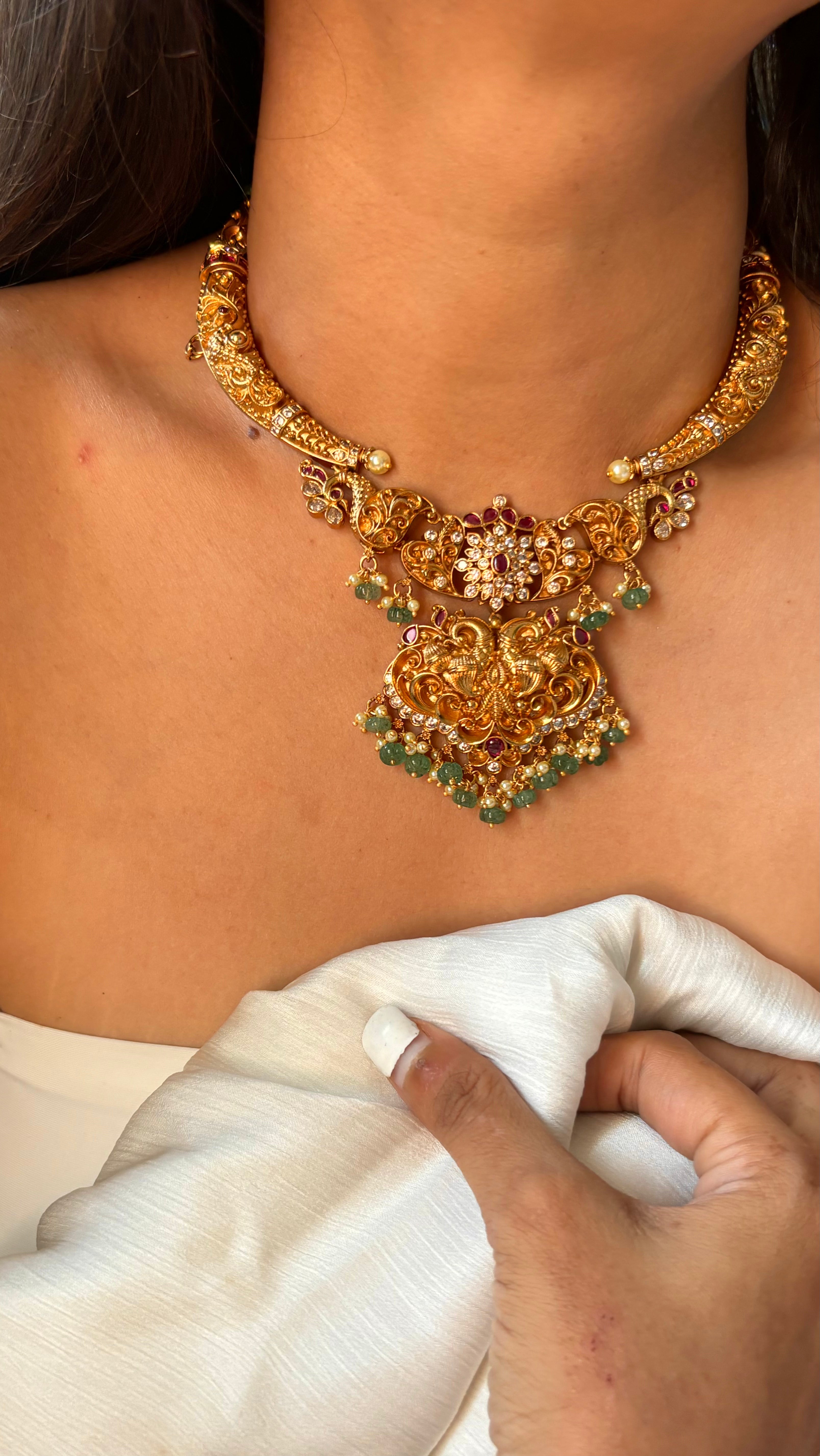 Rajas hasli gold  necklace set