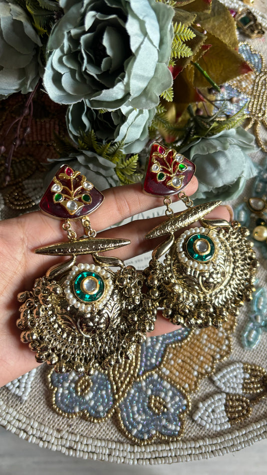 Ruby and Emerald rajwada danglers