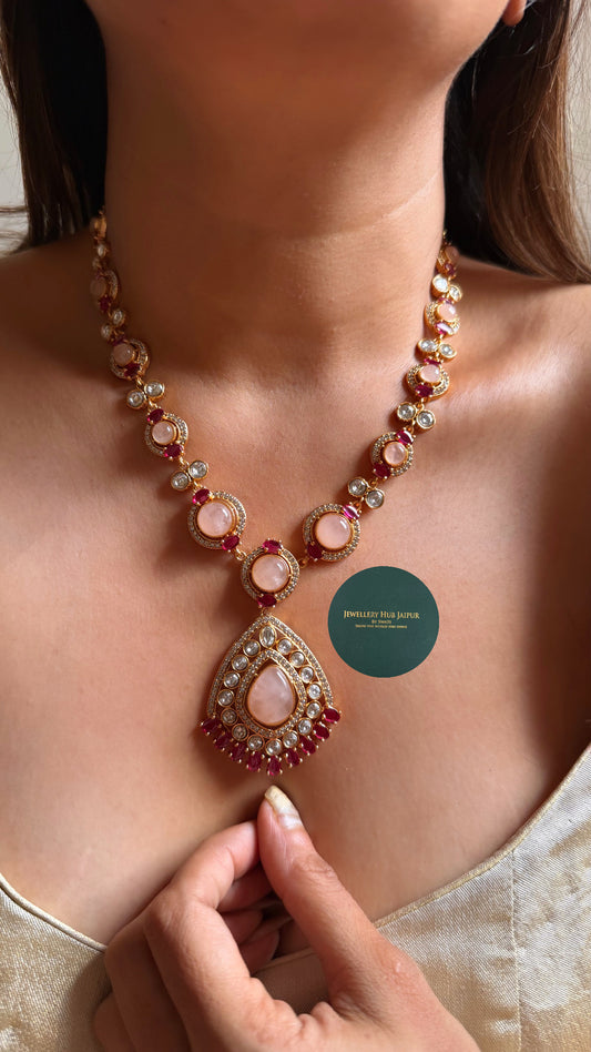 Rose quartz pastel gems mid length set