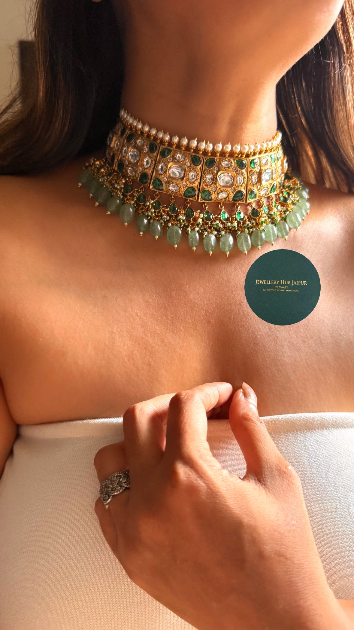 Sabyasachi inspired Emerald polki rajwada aad