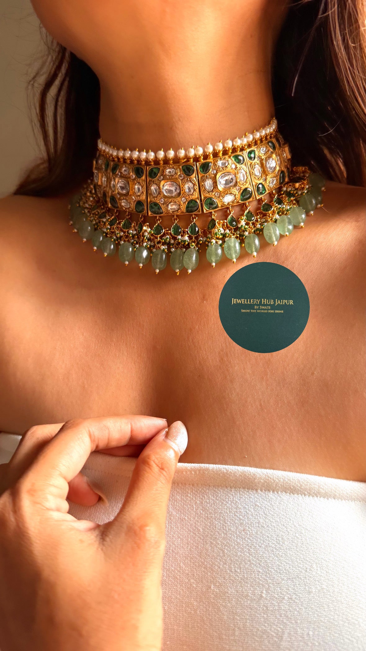 Sabyasachi inspired Emerald polki rajwada aad