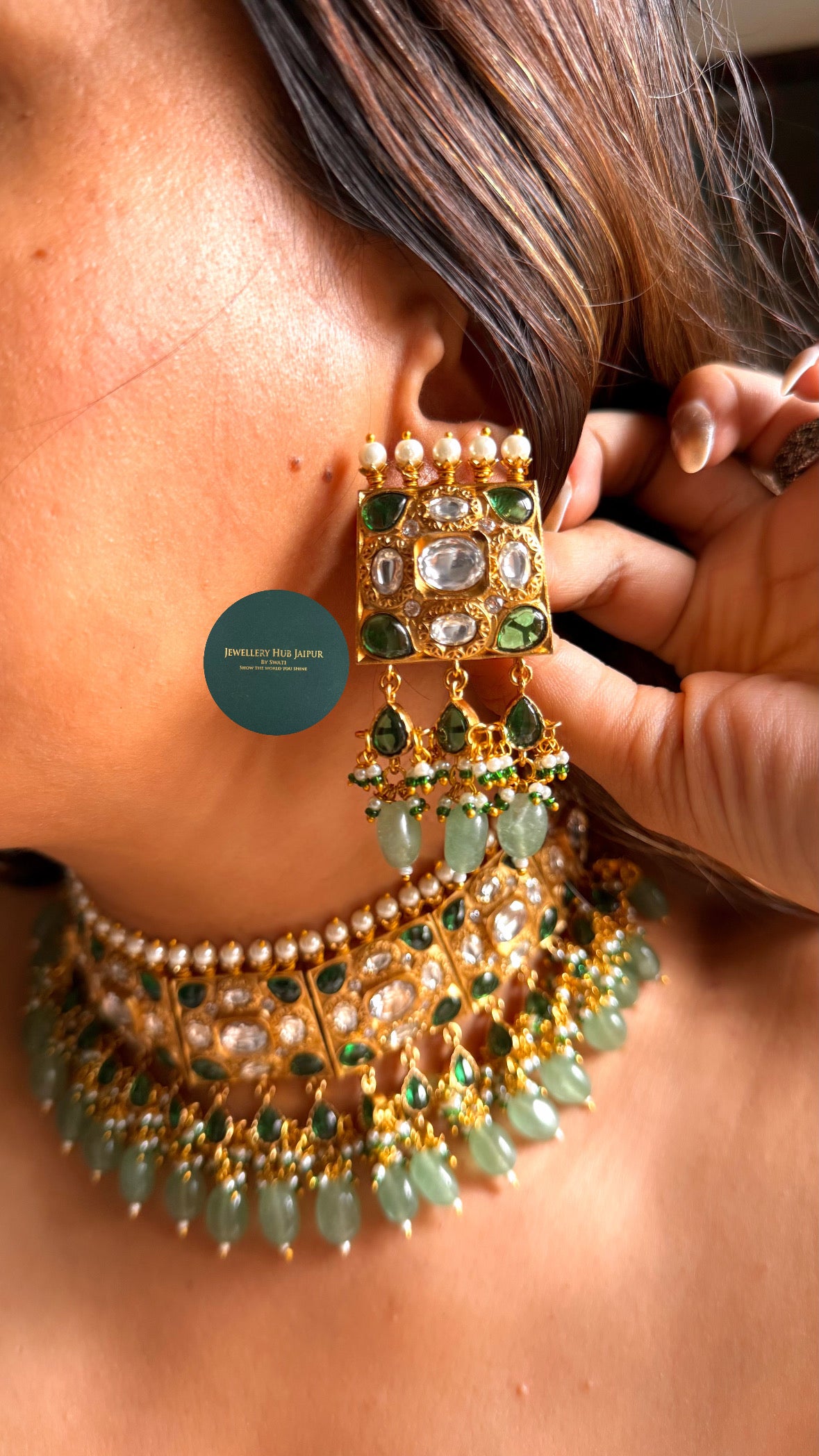 Sabyasachi inspired Emerald polki rajwada aad