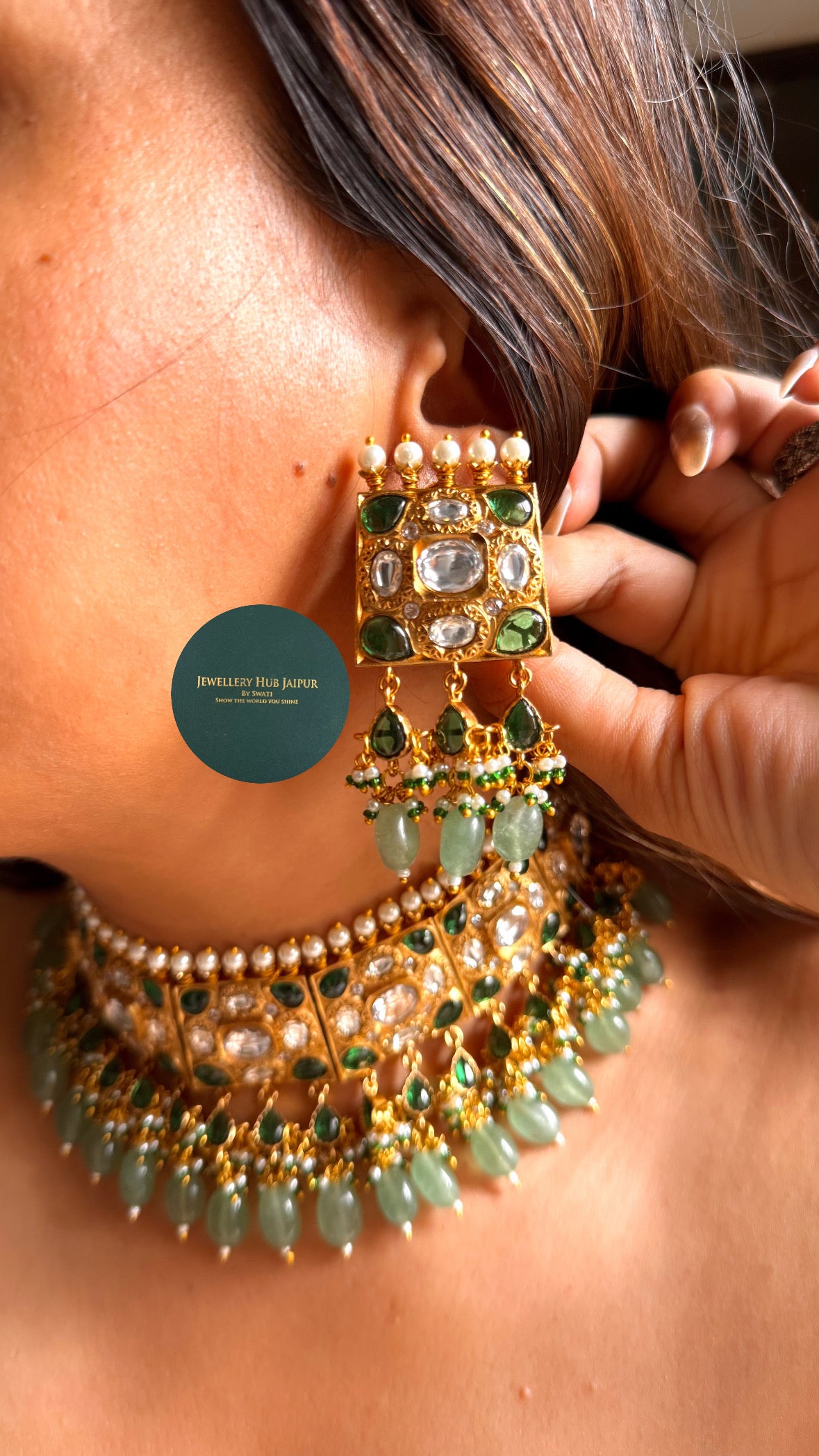 Sabyasachi inspired Emerald polki rajwada aad